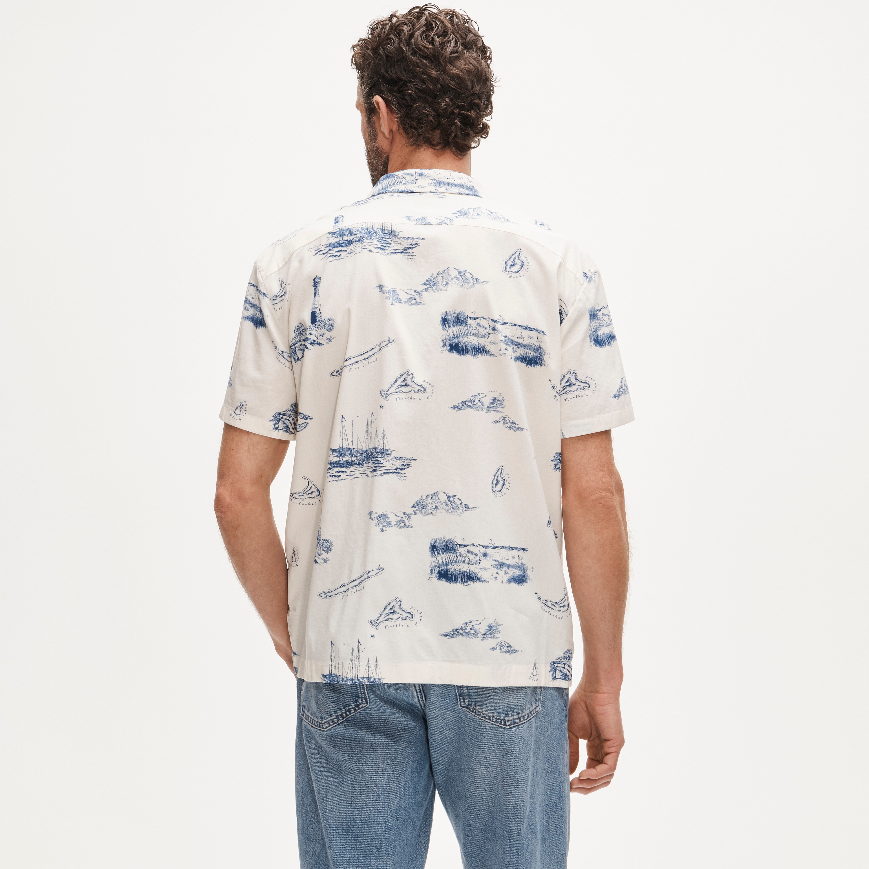 Short-sleeve Camp-collar Shirt In Cotton-viscose Blend For Men | J