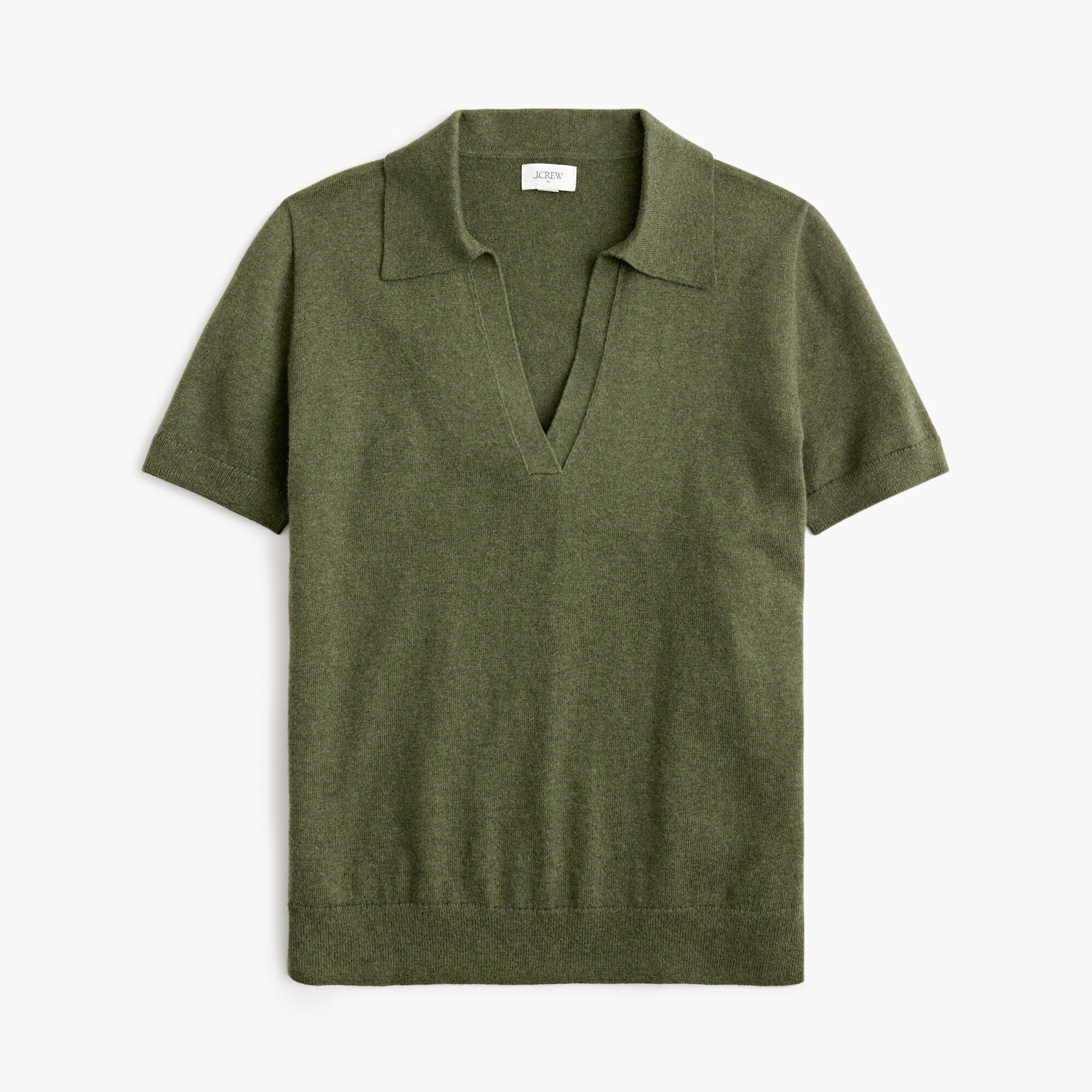 Cotton Knit Short-Sleeve Polo オリーブ 1 Linen/Cotton Knitted Short Sleeve Polo - Olive — The Anthology