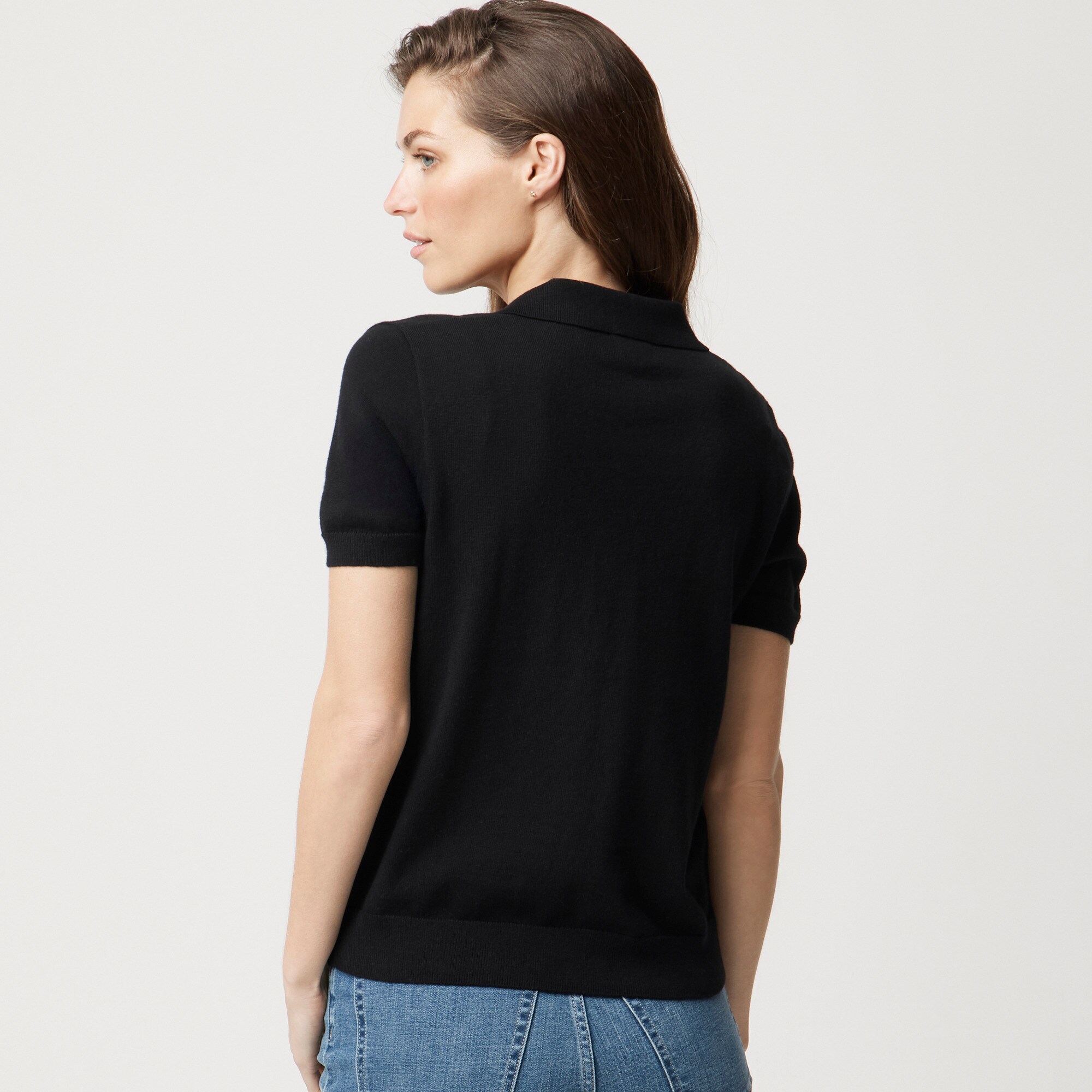 Short-sleeve cotton-blend sweater-polo