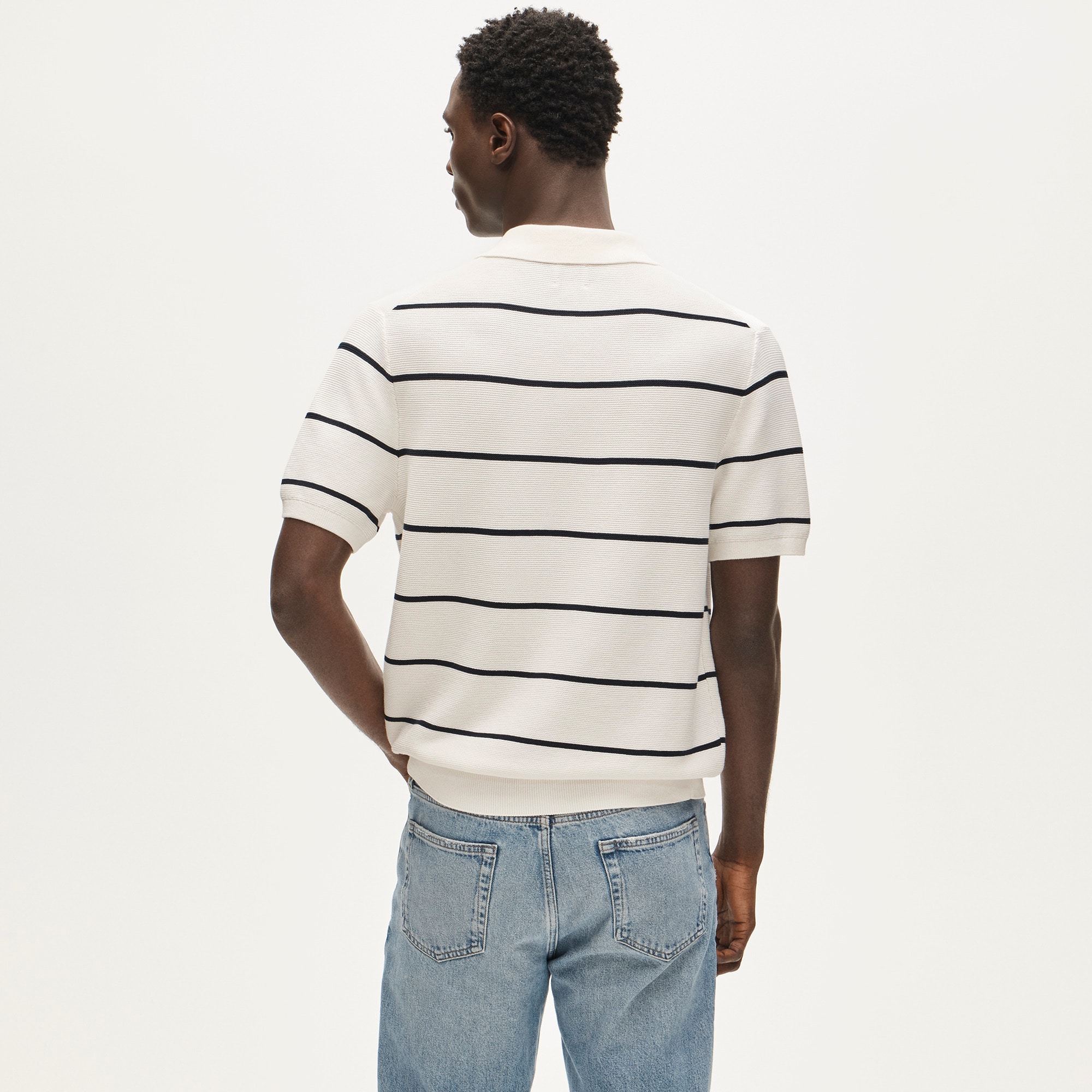 Short-sleeve Pima Cotton Sweater-polo In Stripe For Men | J.Crew