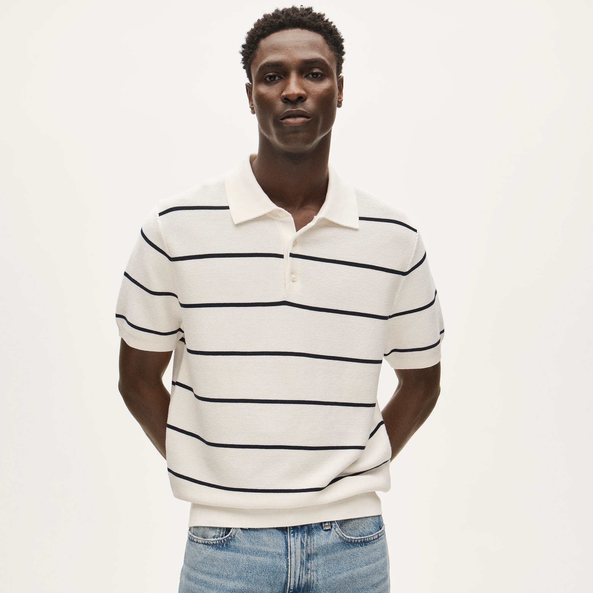 Short-sleeve Pima Cotton Sweater-polo In Stripe For Men | J.Crew