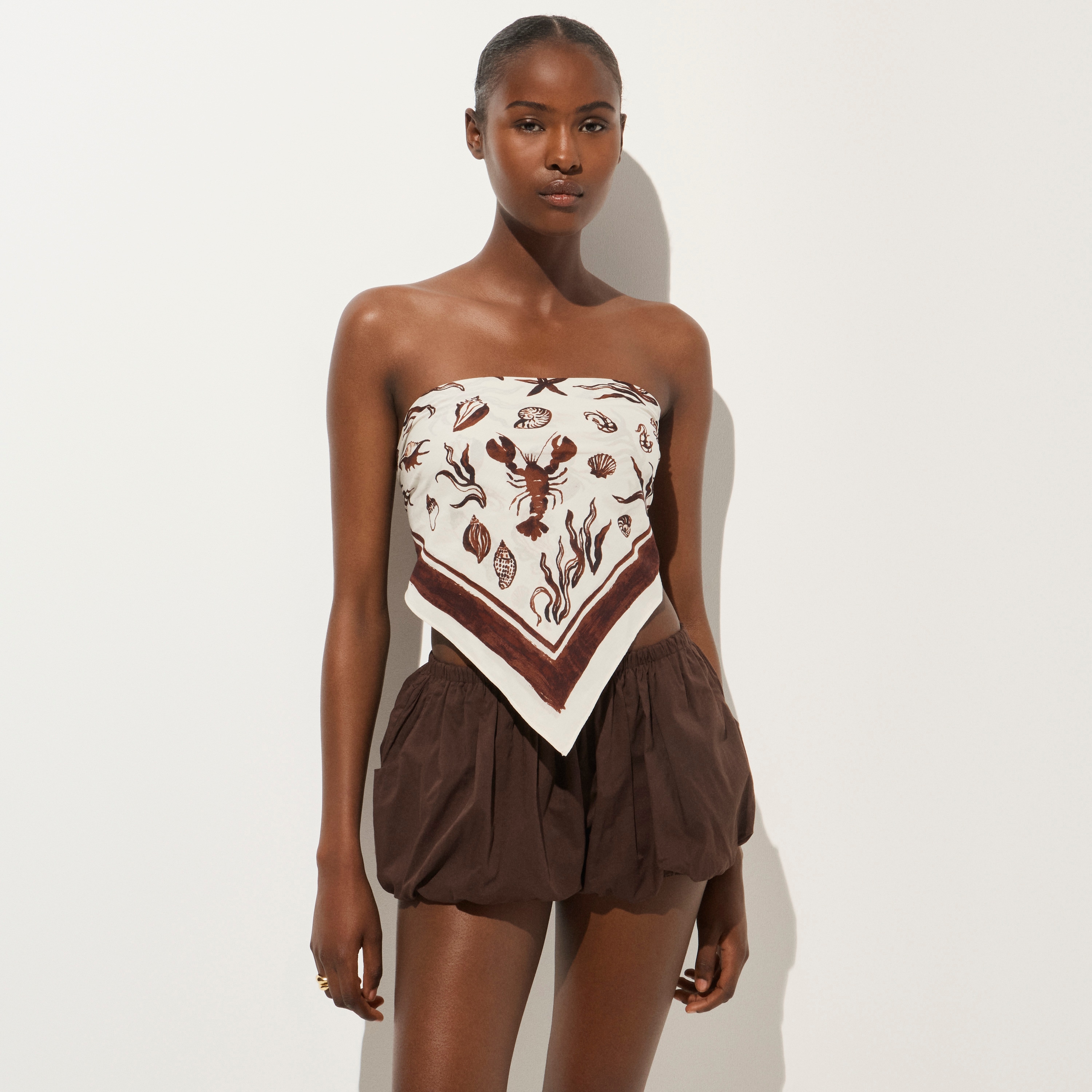 Voile bandana top in seashell print