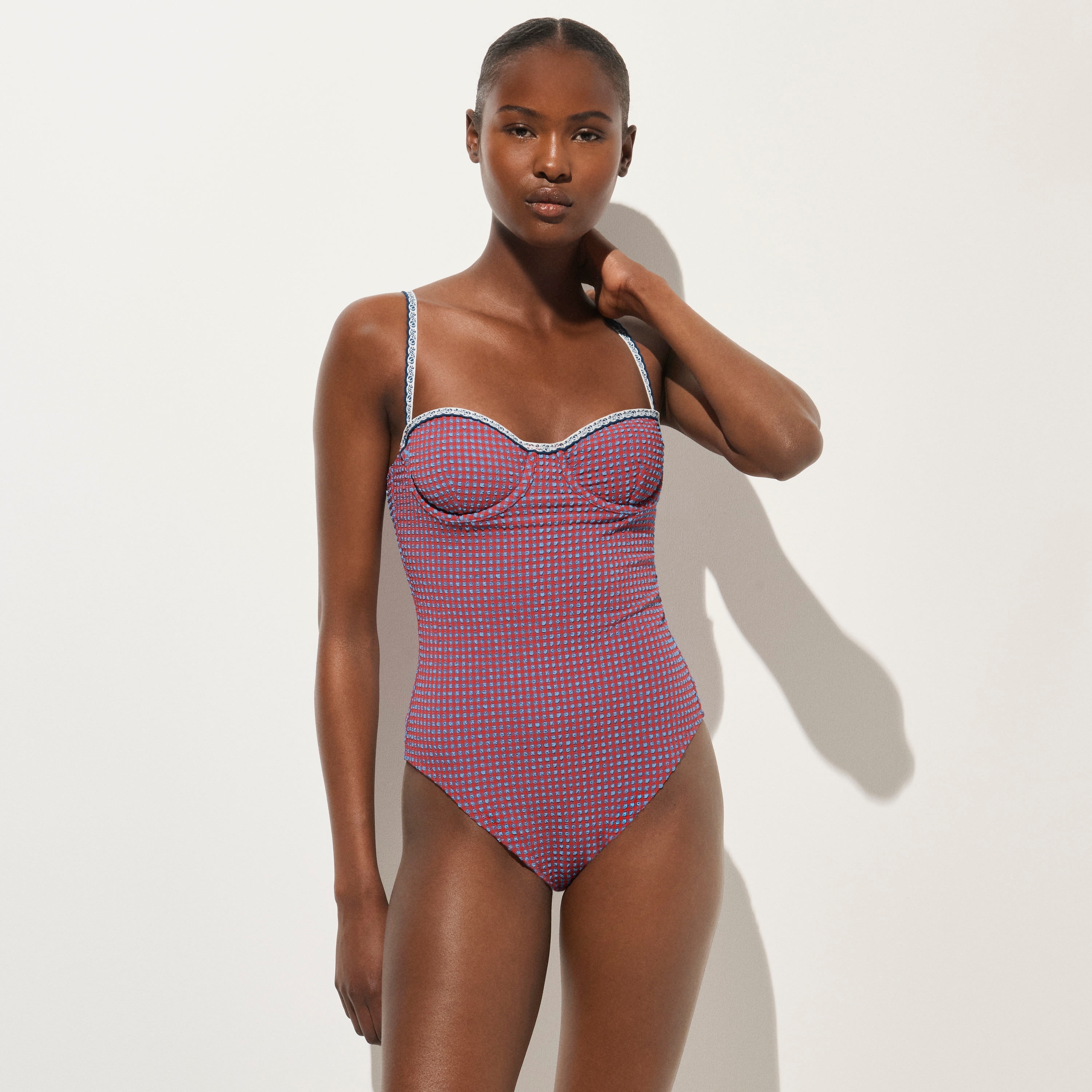 Balconette Underwire One-piece In Scalloped Gingham For Women | J.Crew