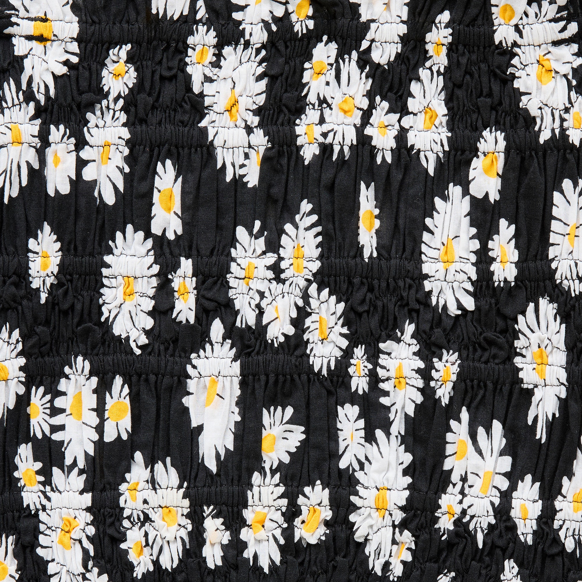 Smocked maxi dress in cotton voile vintage daisy print