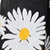 Smocked maxi dress in cotton voile vintage daisy print BLACK