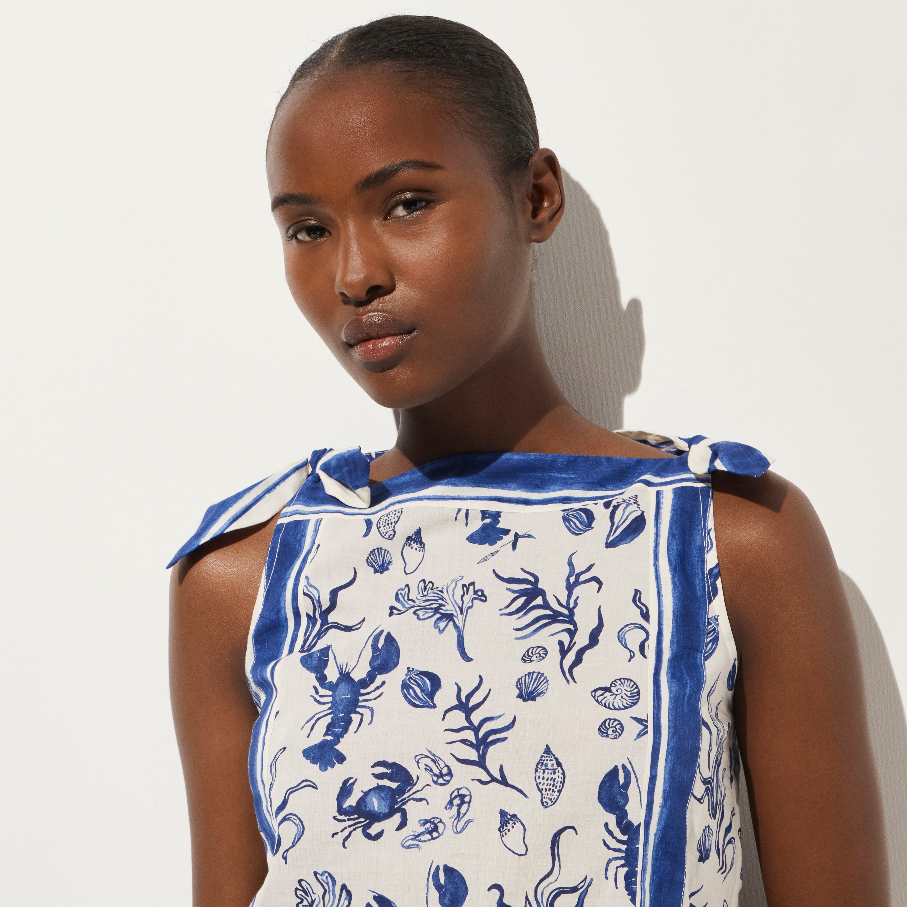 Sadie beach dress in cotton voile seashell print