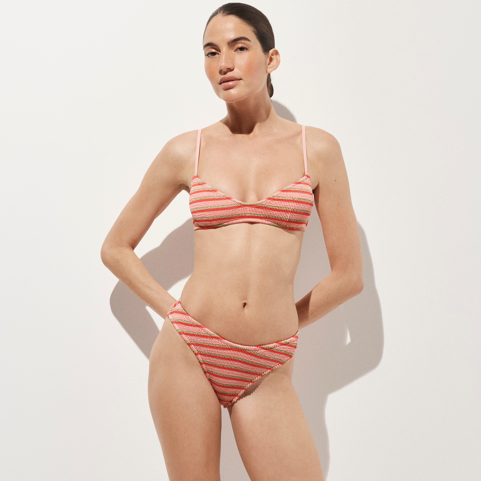 Sunny metallic scrunchie bikini bottom in stripe