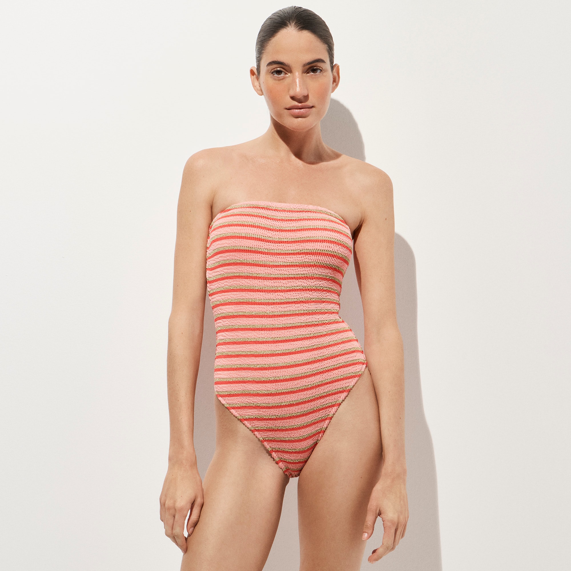 Gemma Bandeau Scrunchie One-piece In Metallic Stripe For Women | J