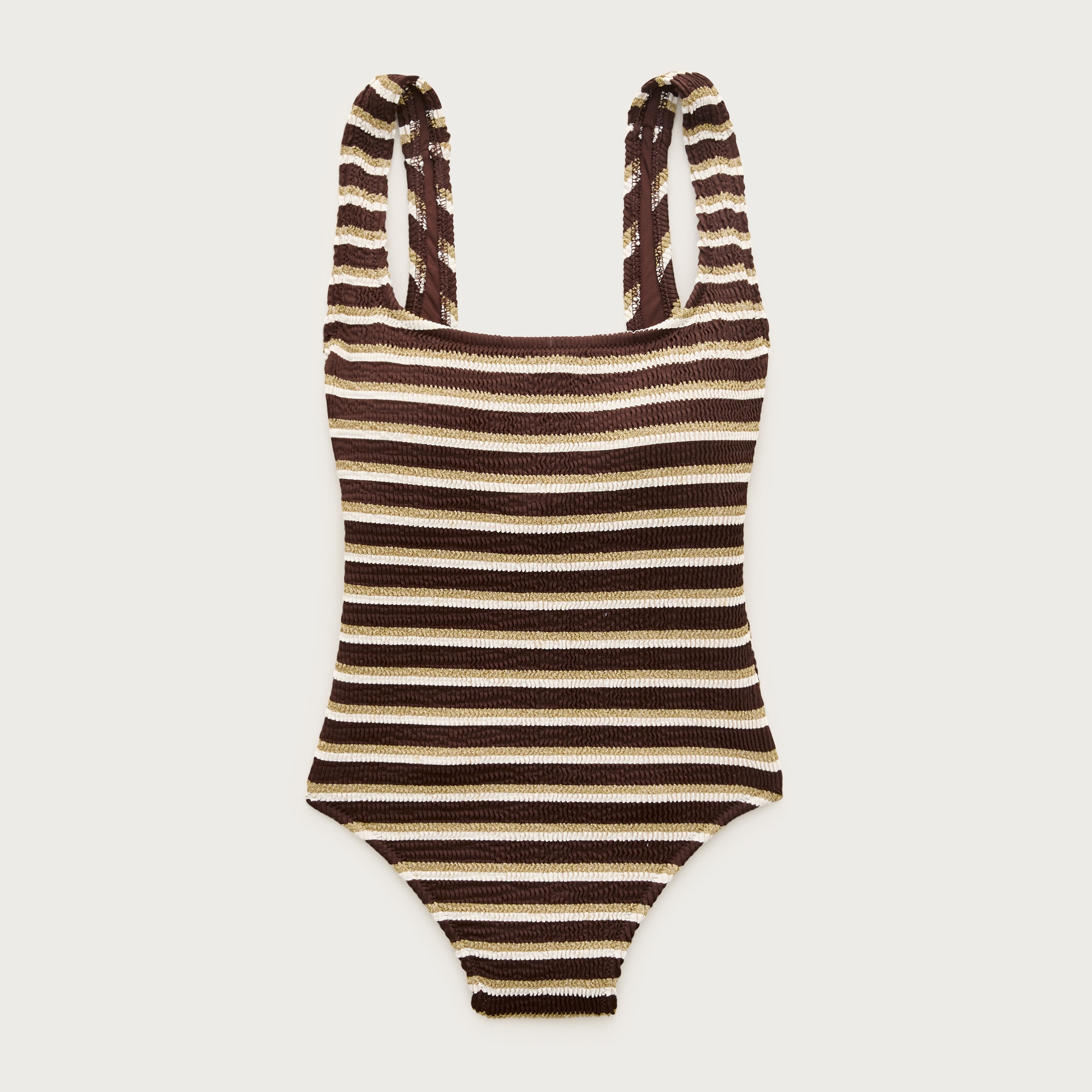 Claudia scrunchie one-piece in metallic stripe from J.Crew - $145