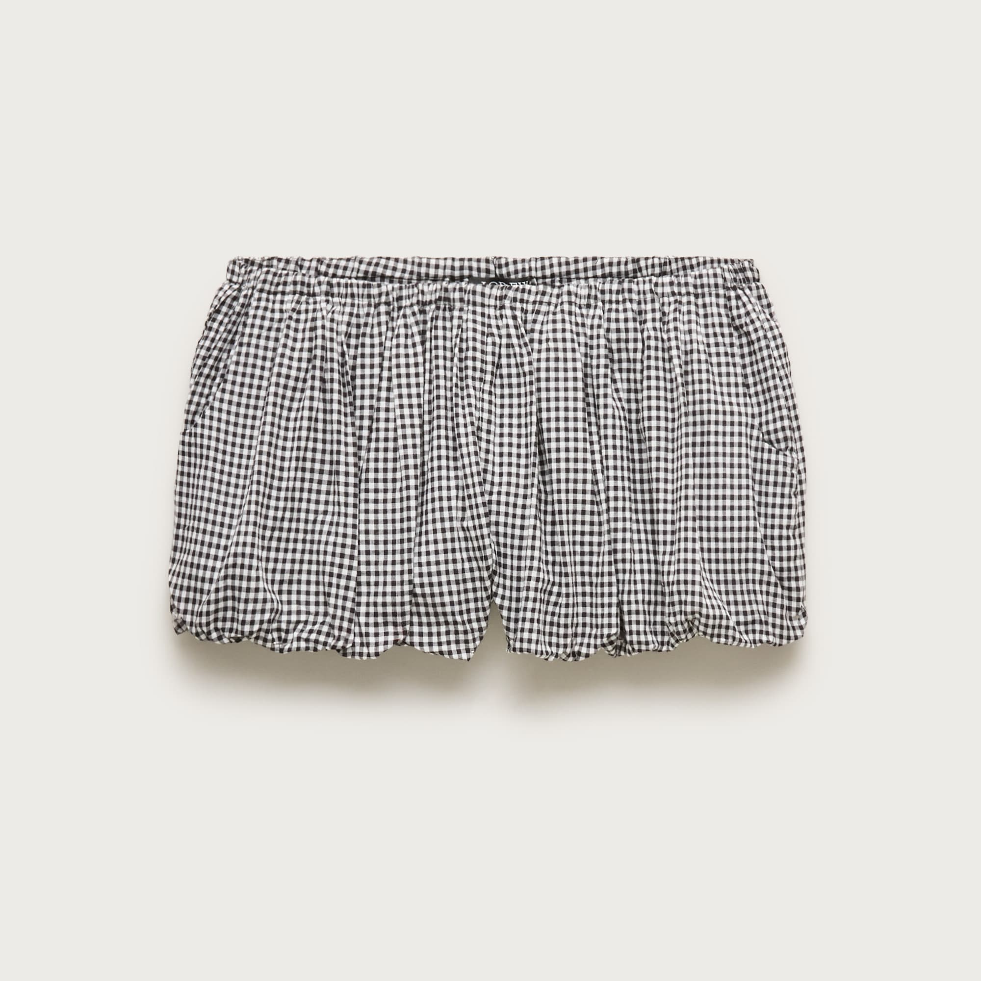 Bubble-hem beach short in gingham