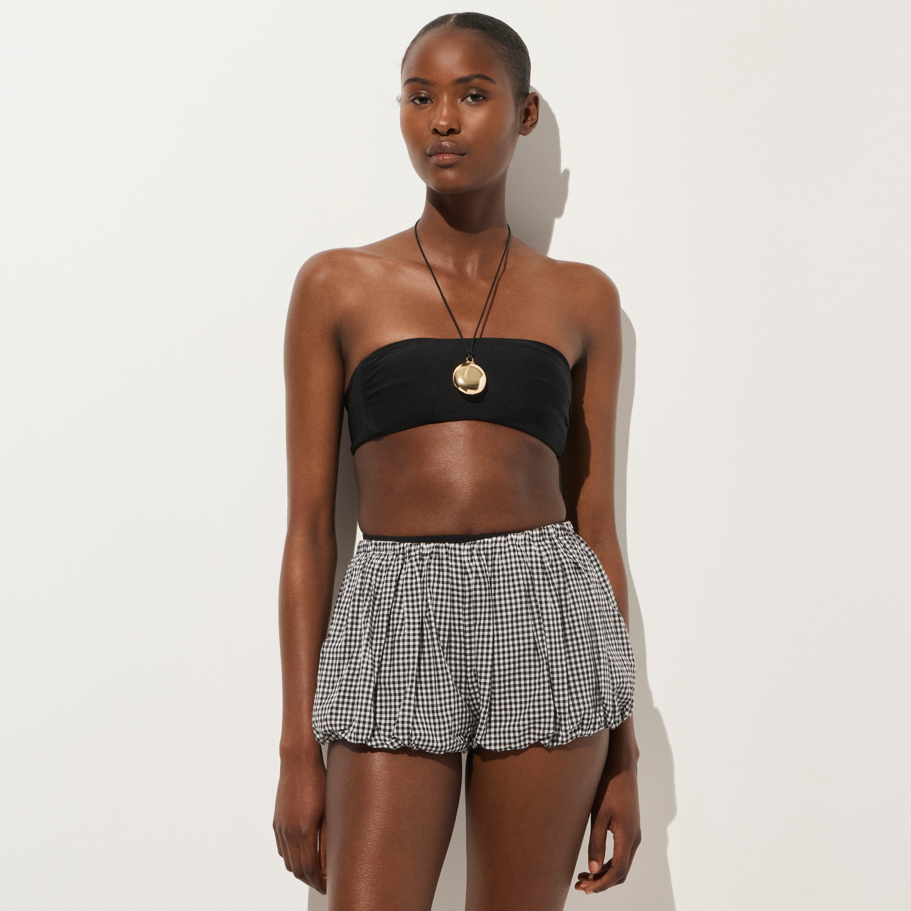 Bubble-hem Beach Short In Gingham For Women | J.Crew