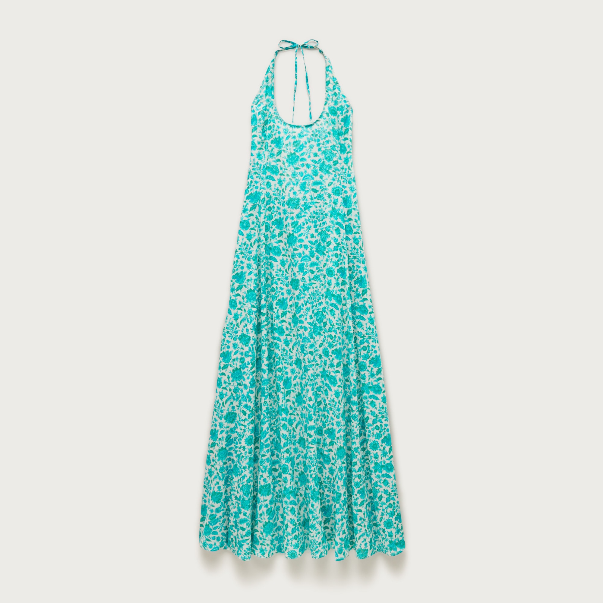 Halter Beach Dress In Blue Floral For Women | J.Crew