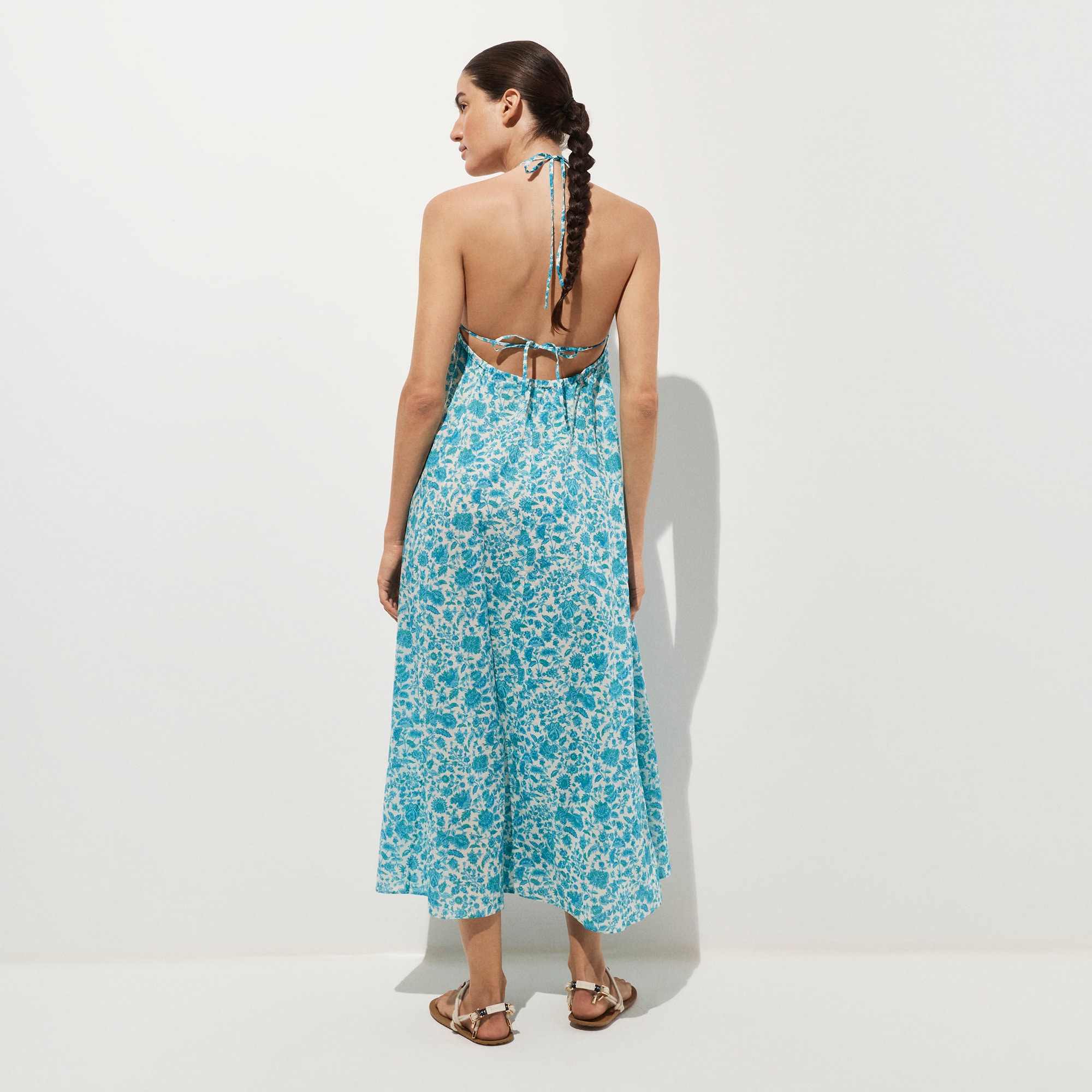Halter beach dress in blue floral - image 4