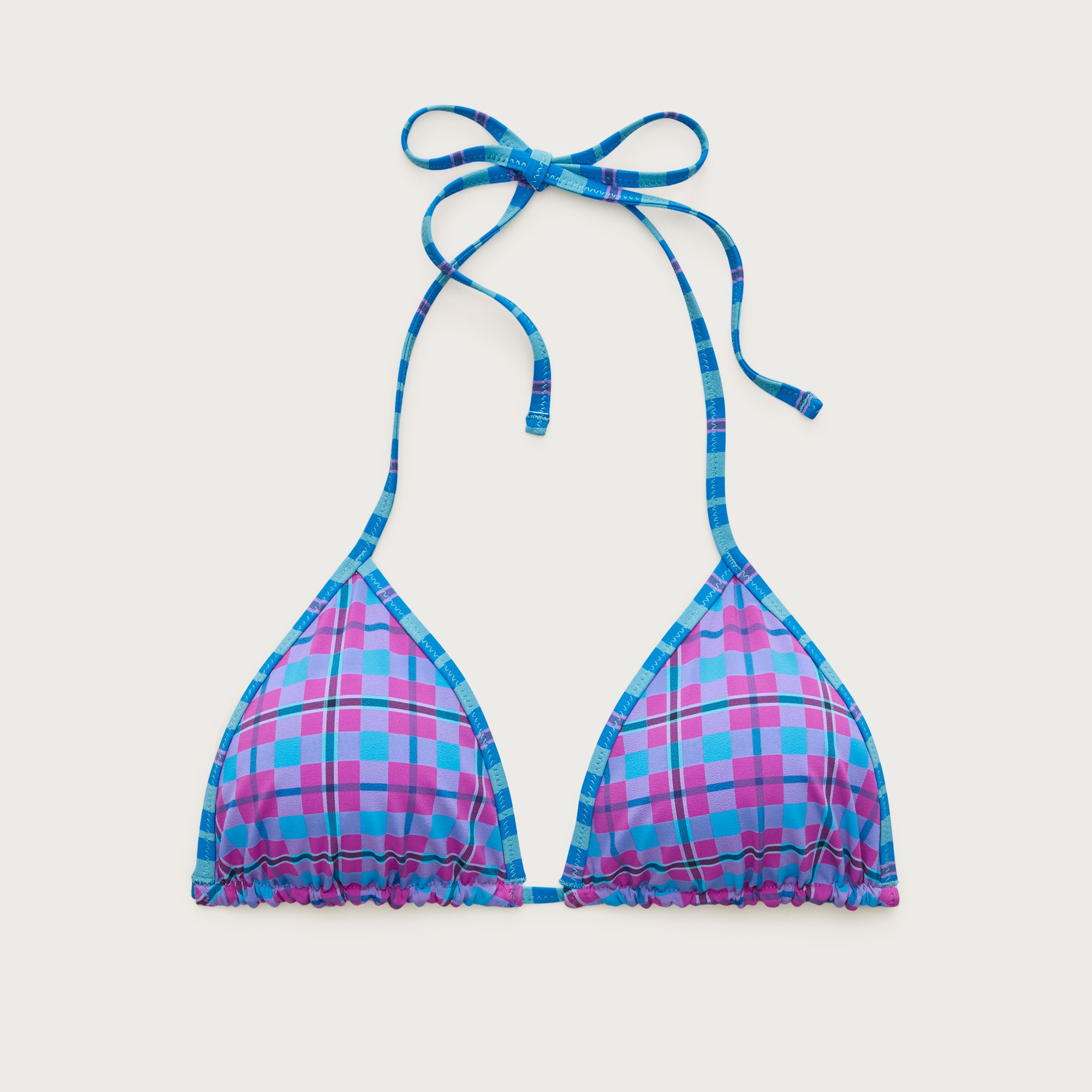 Perfect string bikini top in reversible plaid print from J.Crew - $79.50