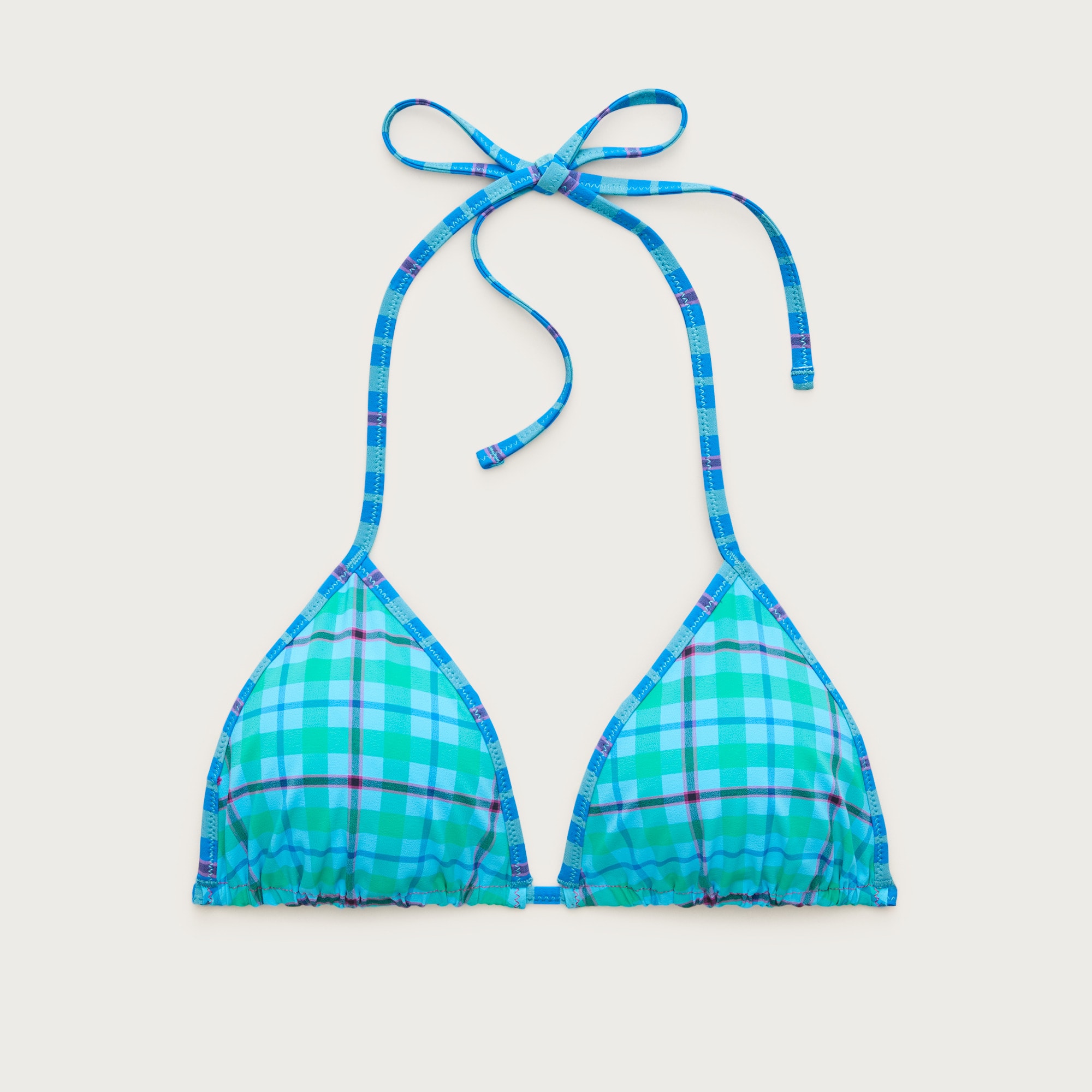 Perfect string bikini top in reversible plaid print - image 5