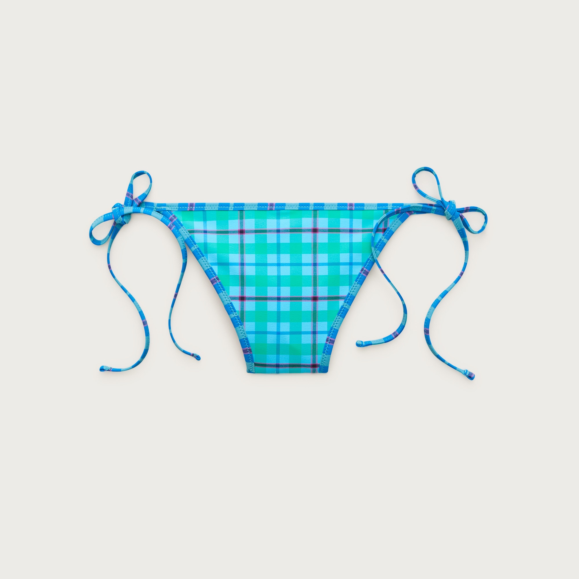 Cheeky string bikini bottom in reversible plaid - image 5