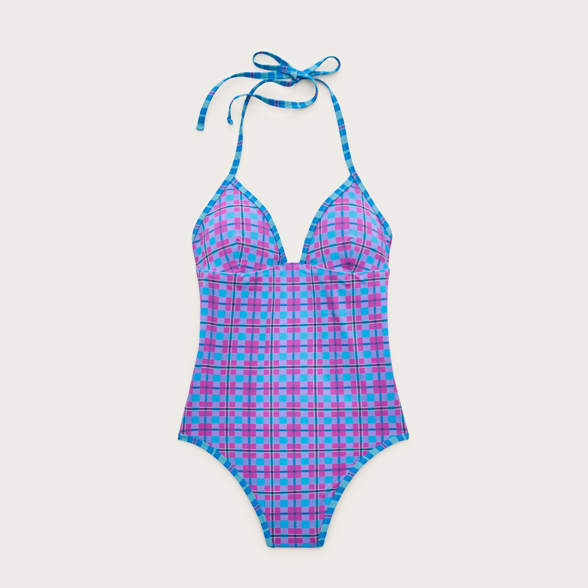 V-neck one-piece in reversible plaid print from J.Crew - $148