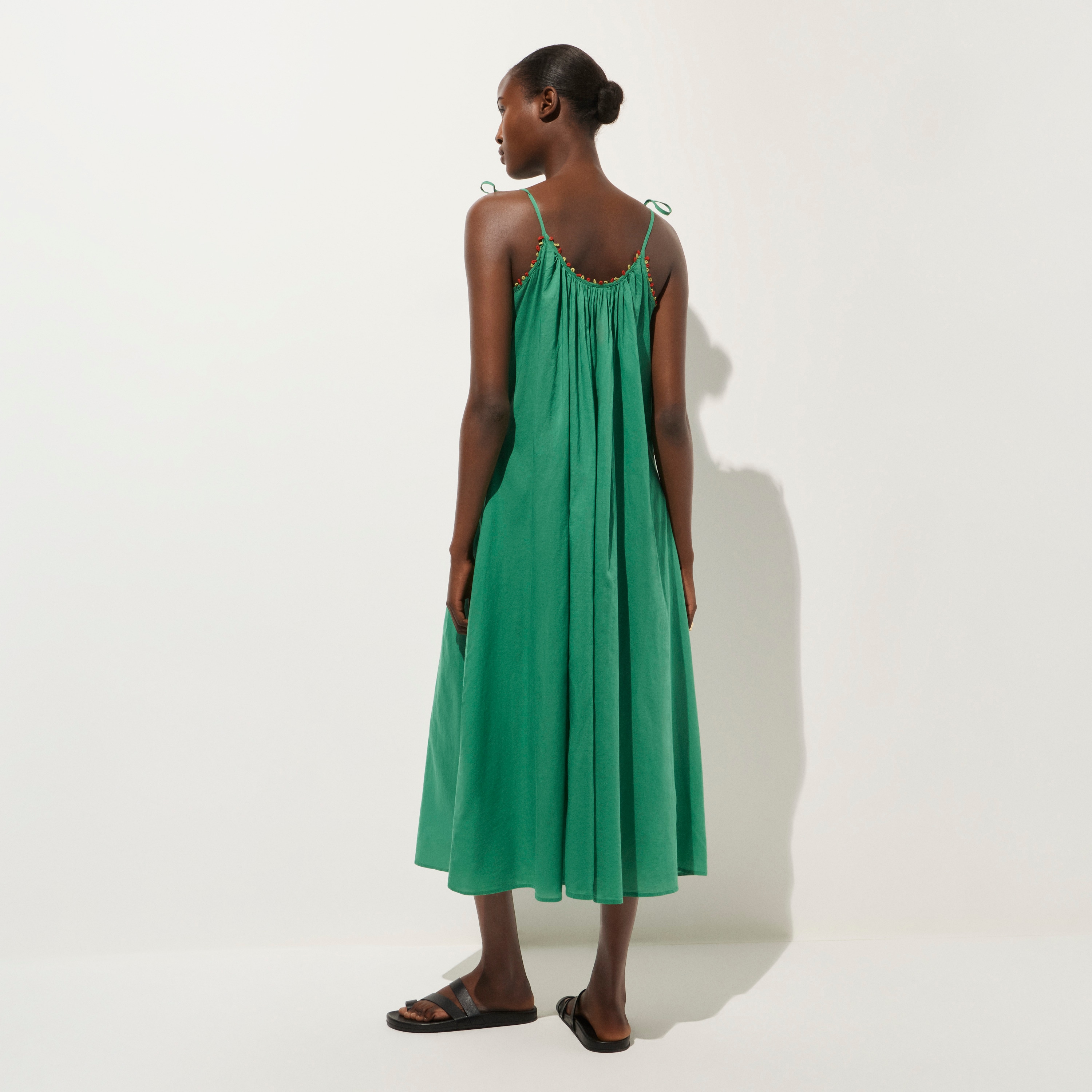 Cotton voile embroidered beach dress