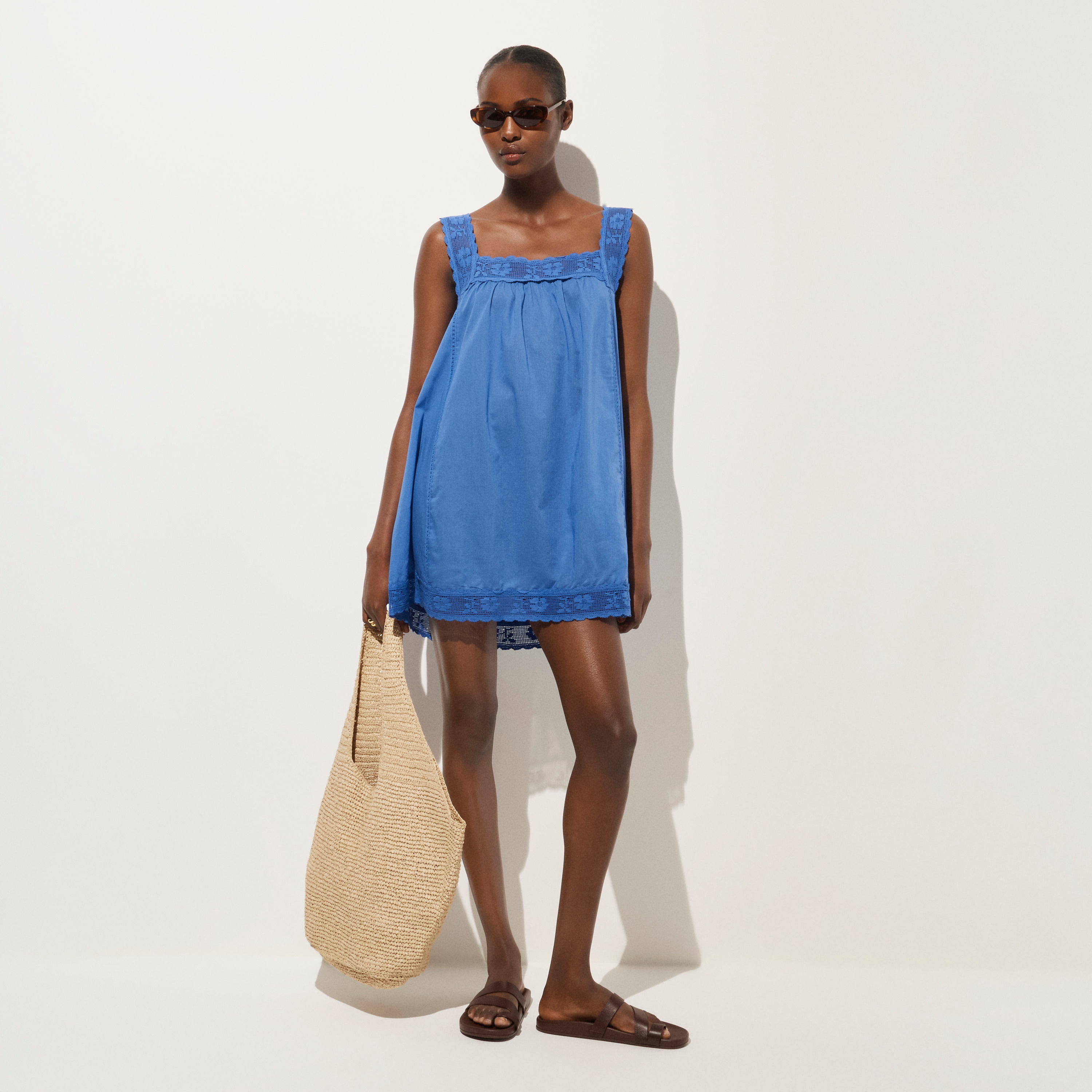 Lace-trim mini beach dress