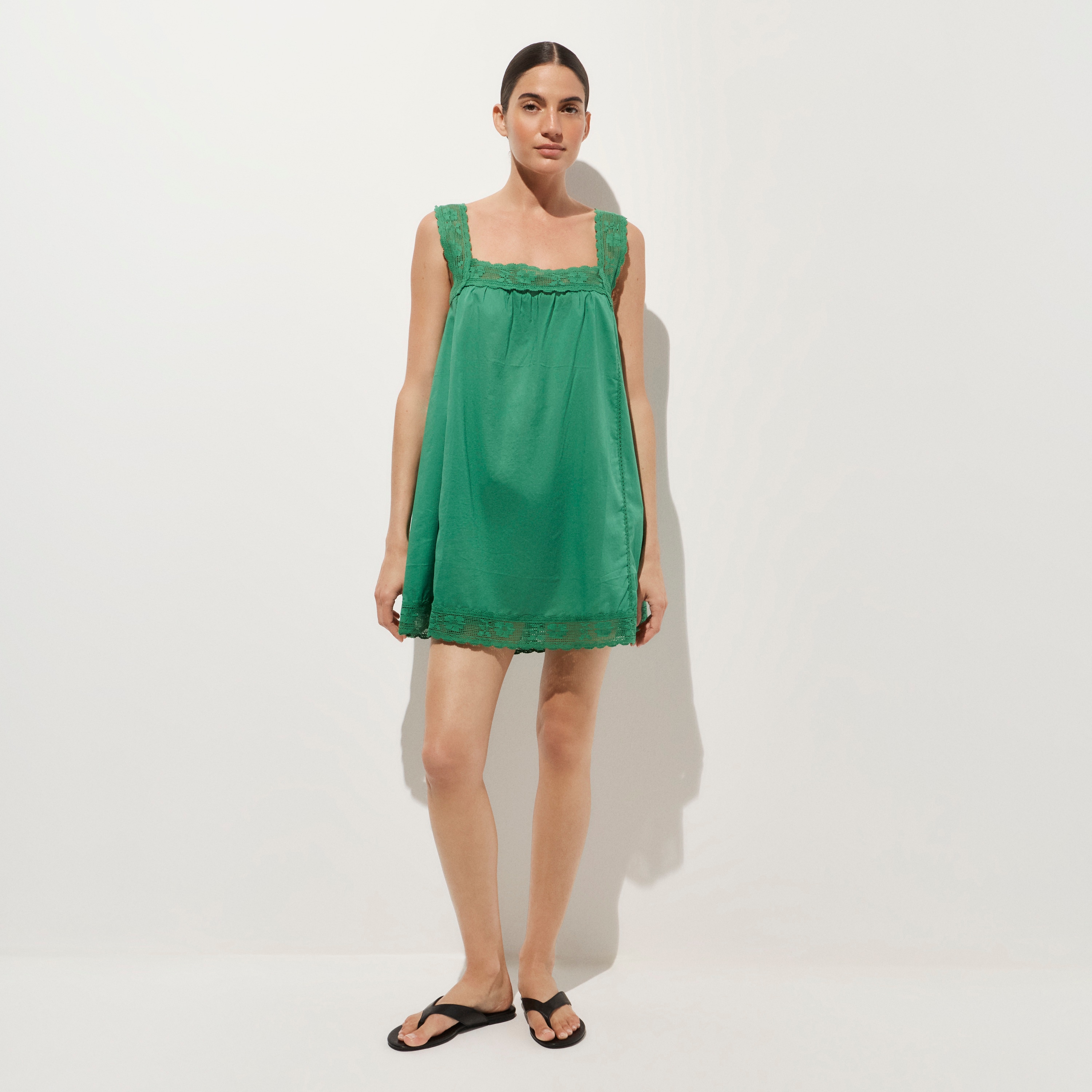 Lace-trim mini beach dress