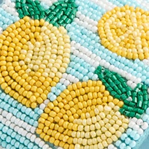 Beaded slide sandals TROPICAL CITRUS STRIPE