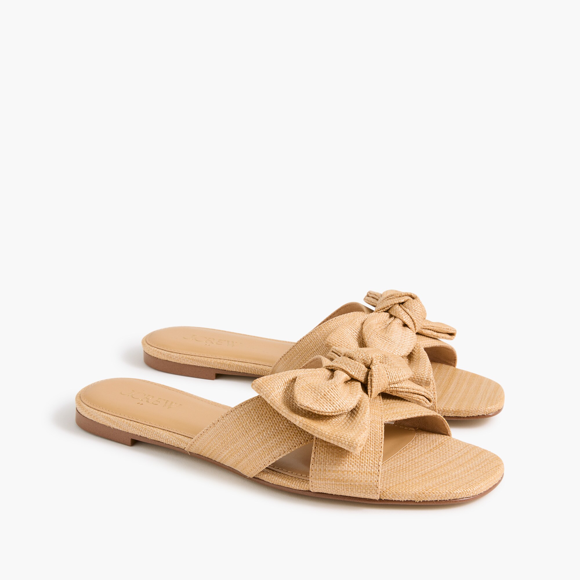 woven bow slide sandals for women