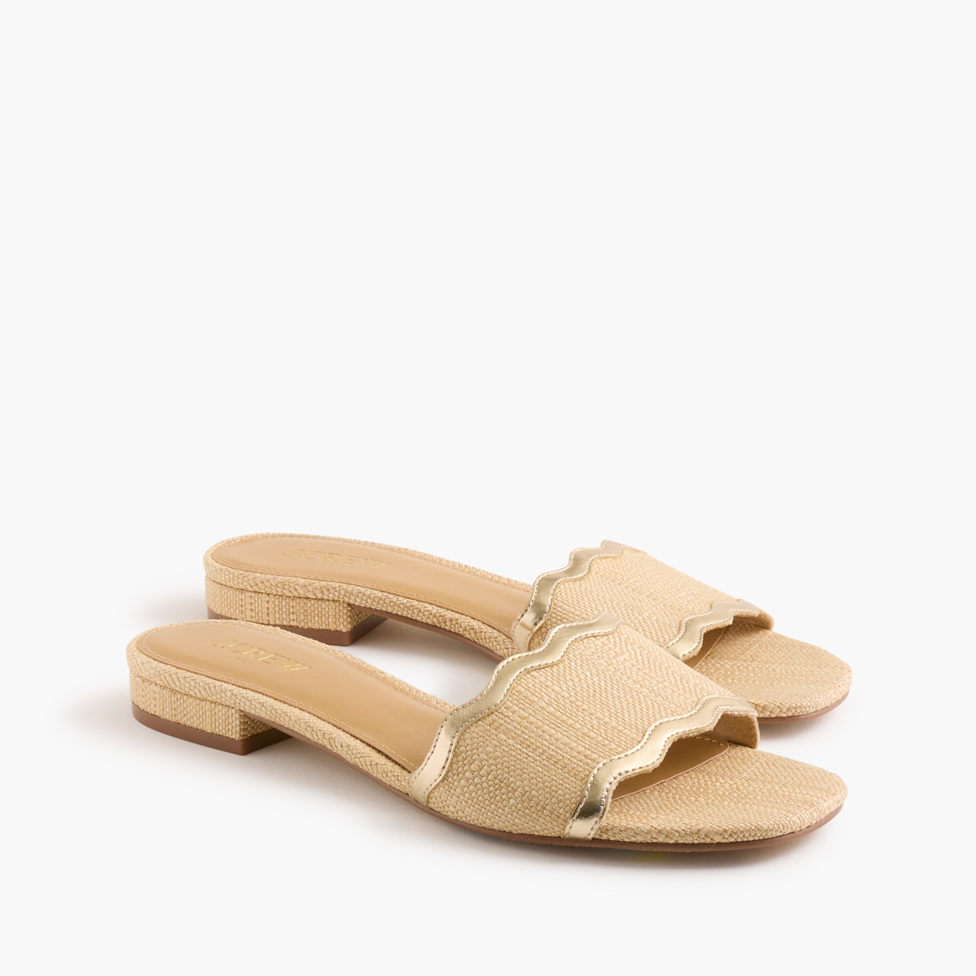 Scalloped slide sandals