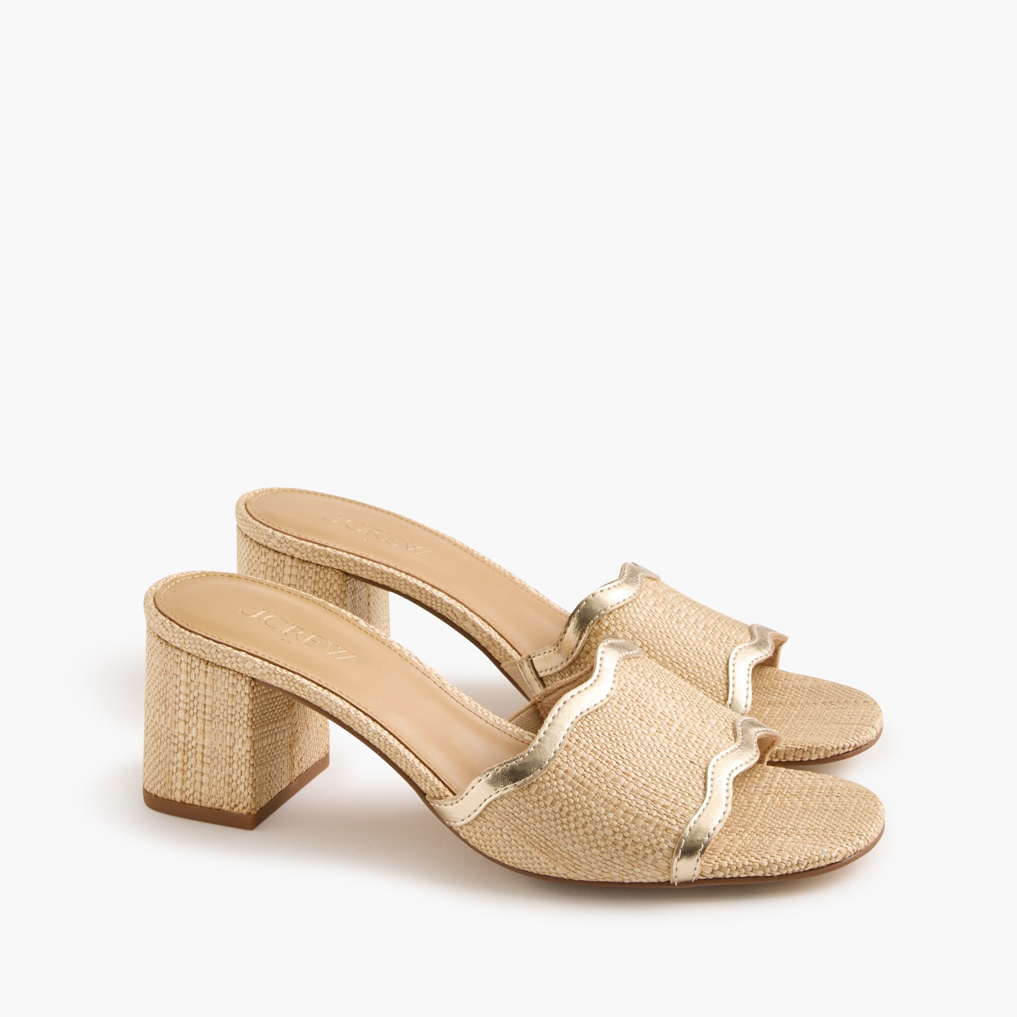 scalloped heeled sandals for women
