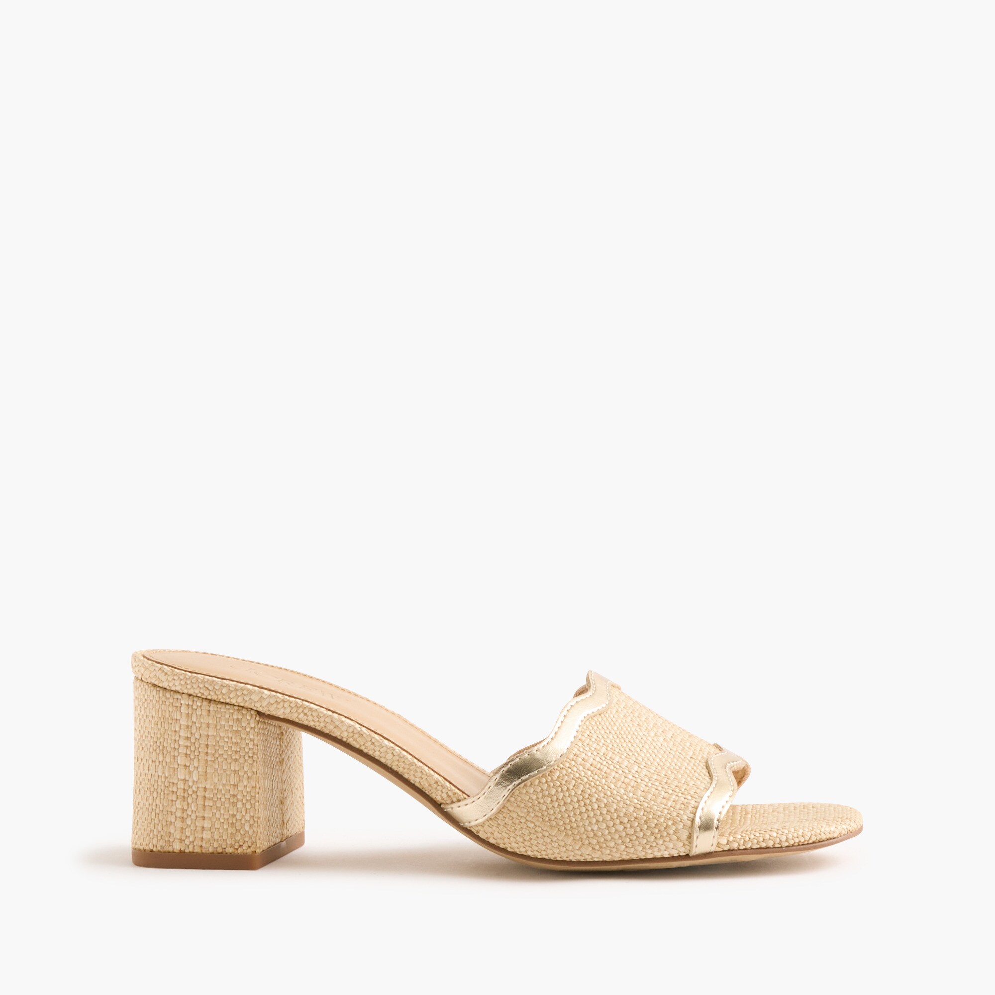 Scalloped heeled sandals