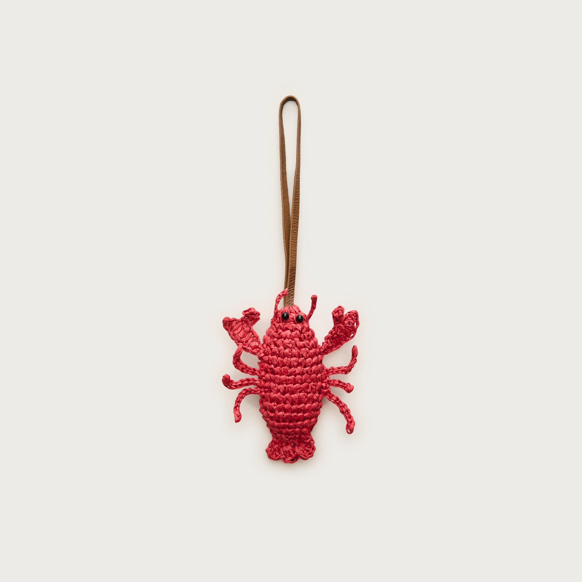 Handwoven raffia lobster bag charm
