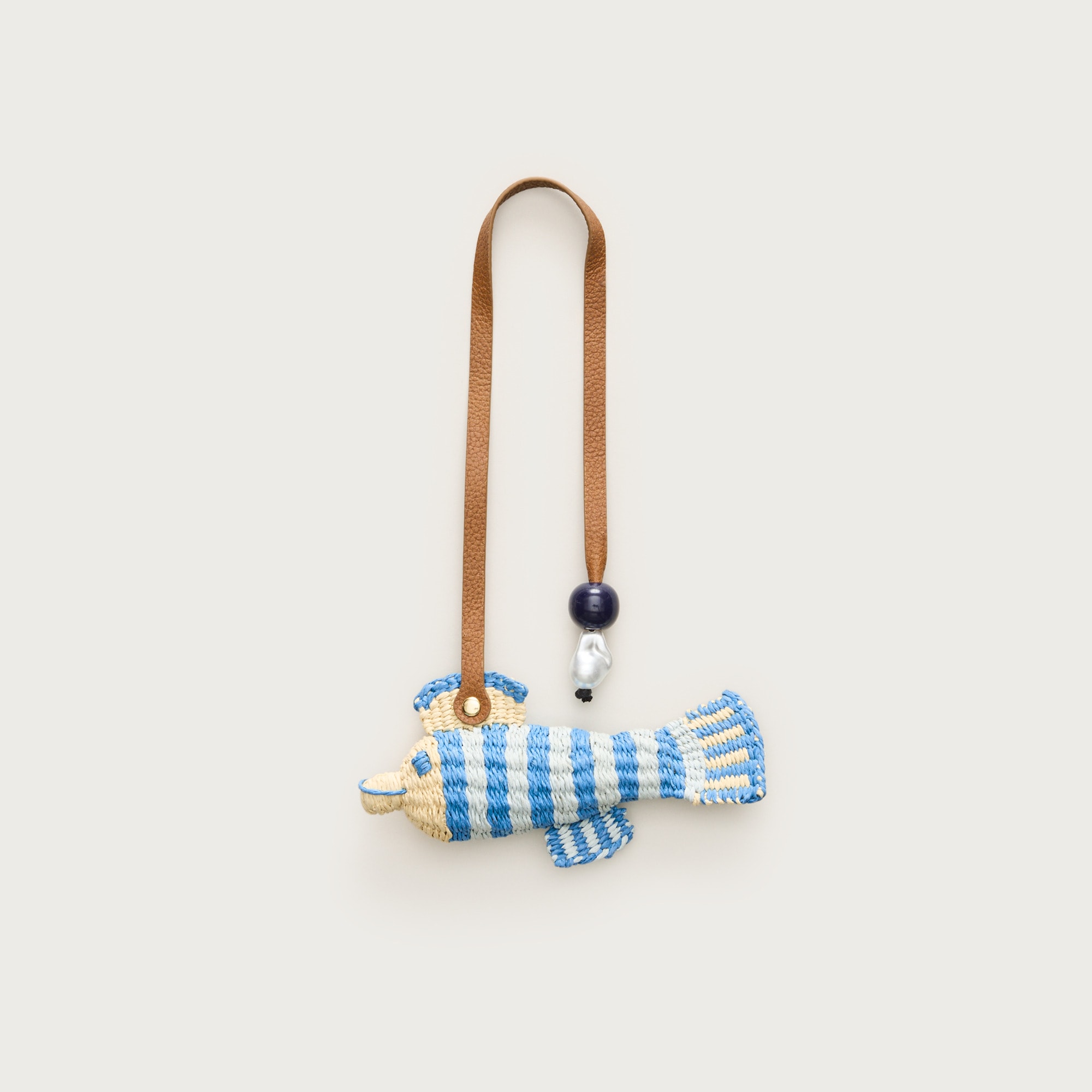 Handwoven straw fish bag charm