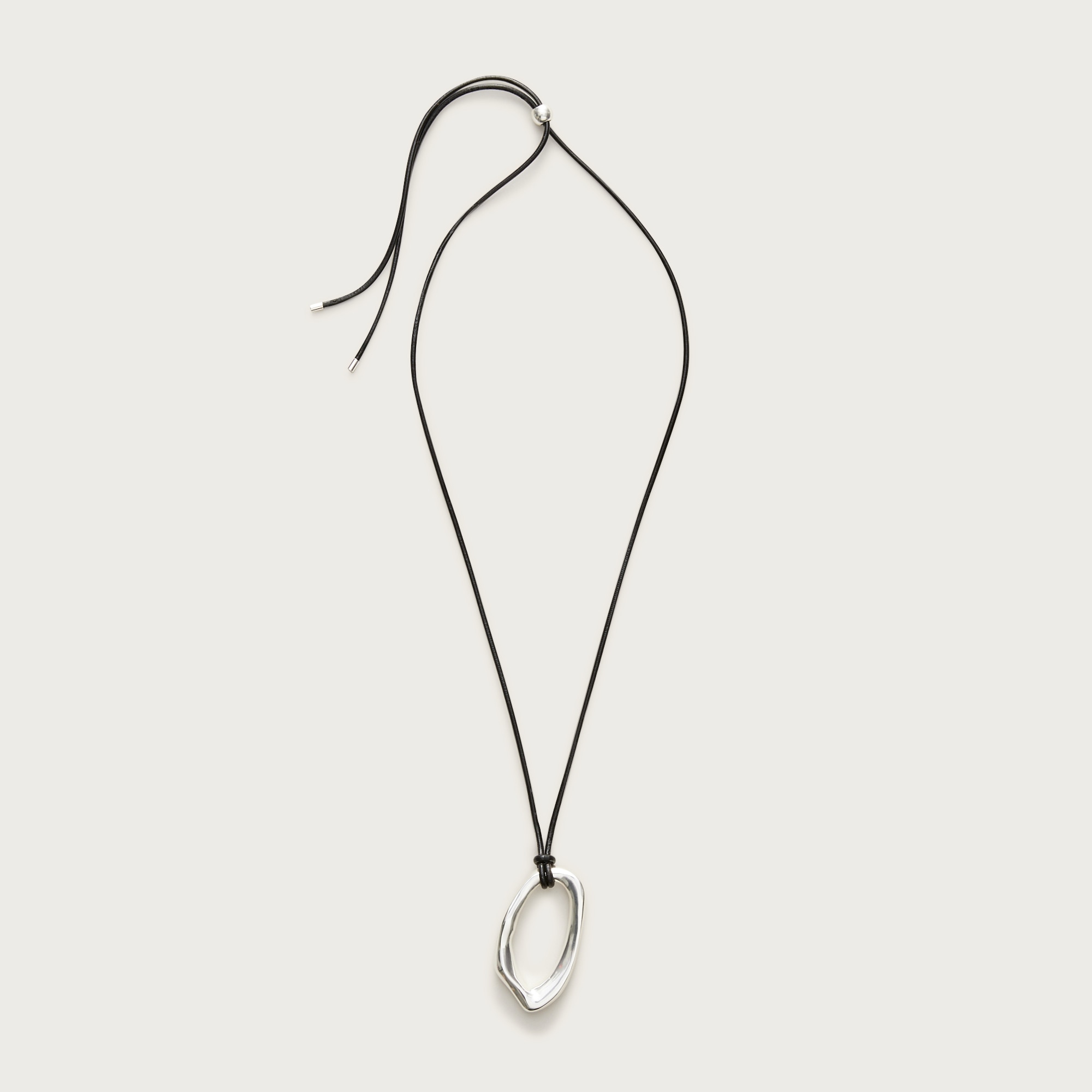 Oval Pendant Necklace With Leather Cord For Women | J.Crew