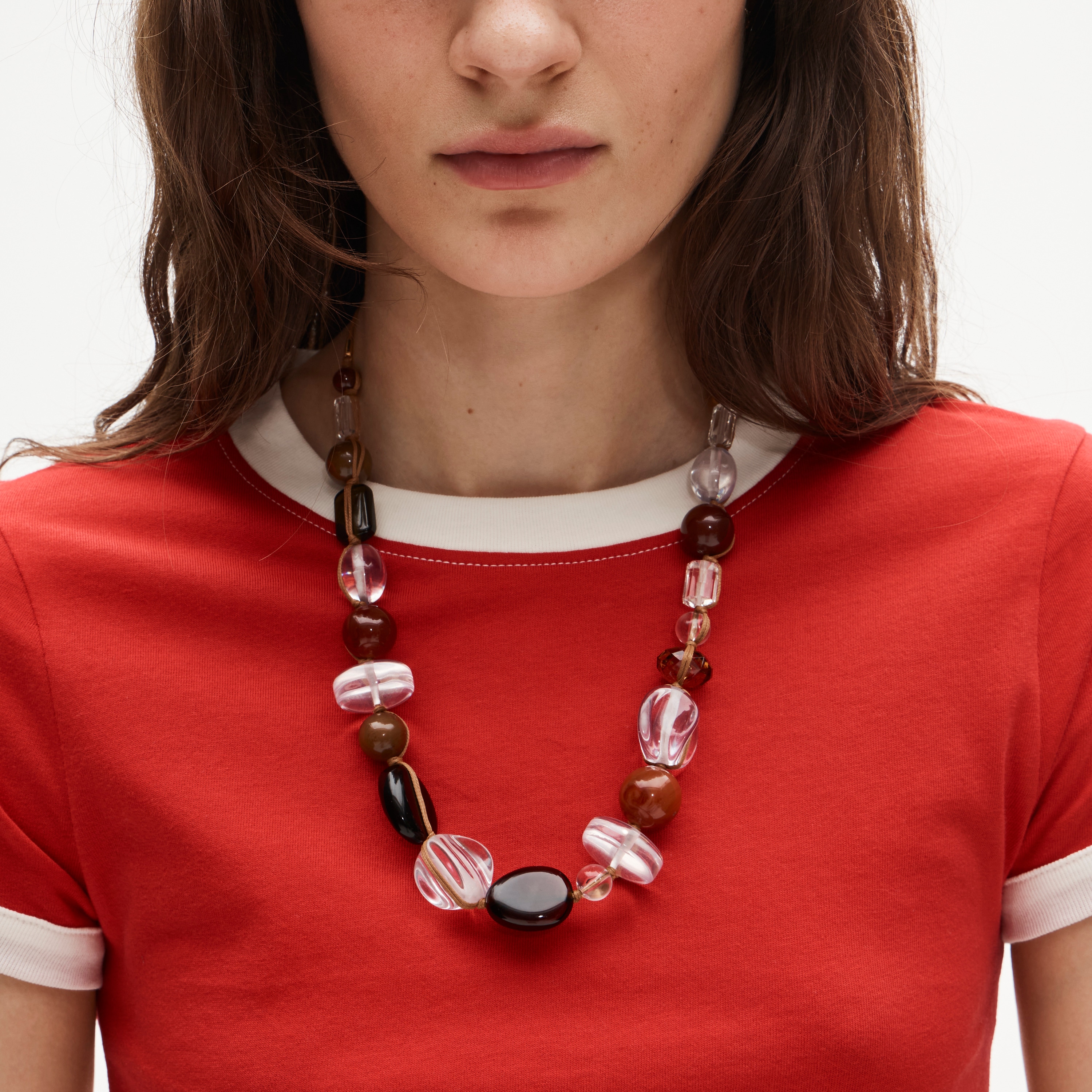 Chunky Mixed-bead Necklace For Women | J.Crew