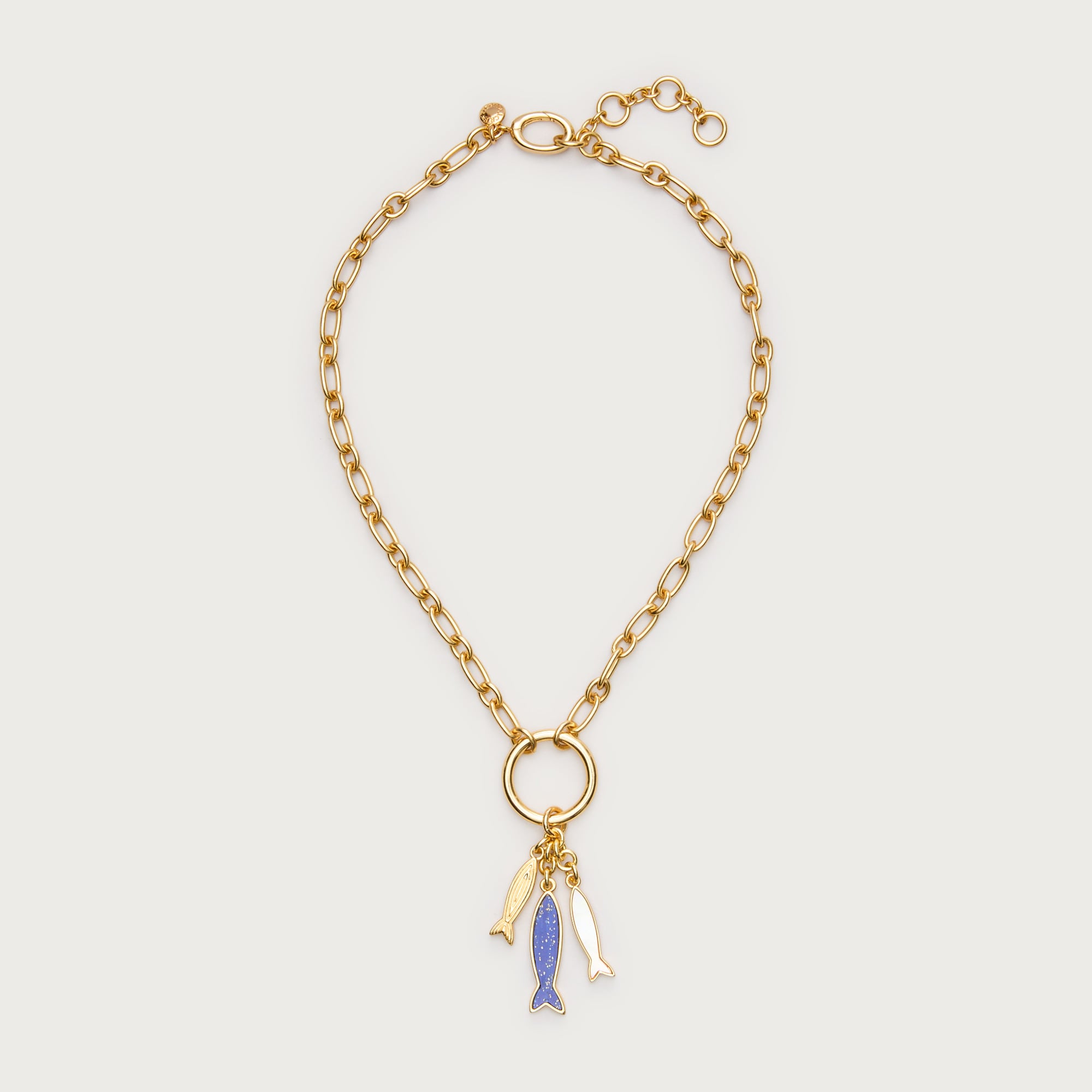 Fish trio charm necklace
