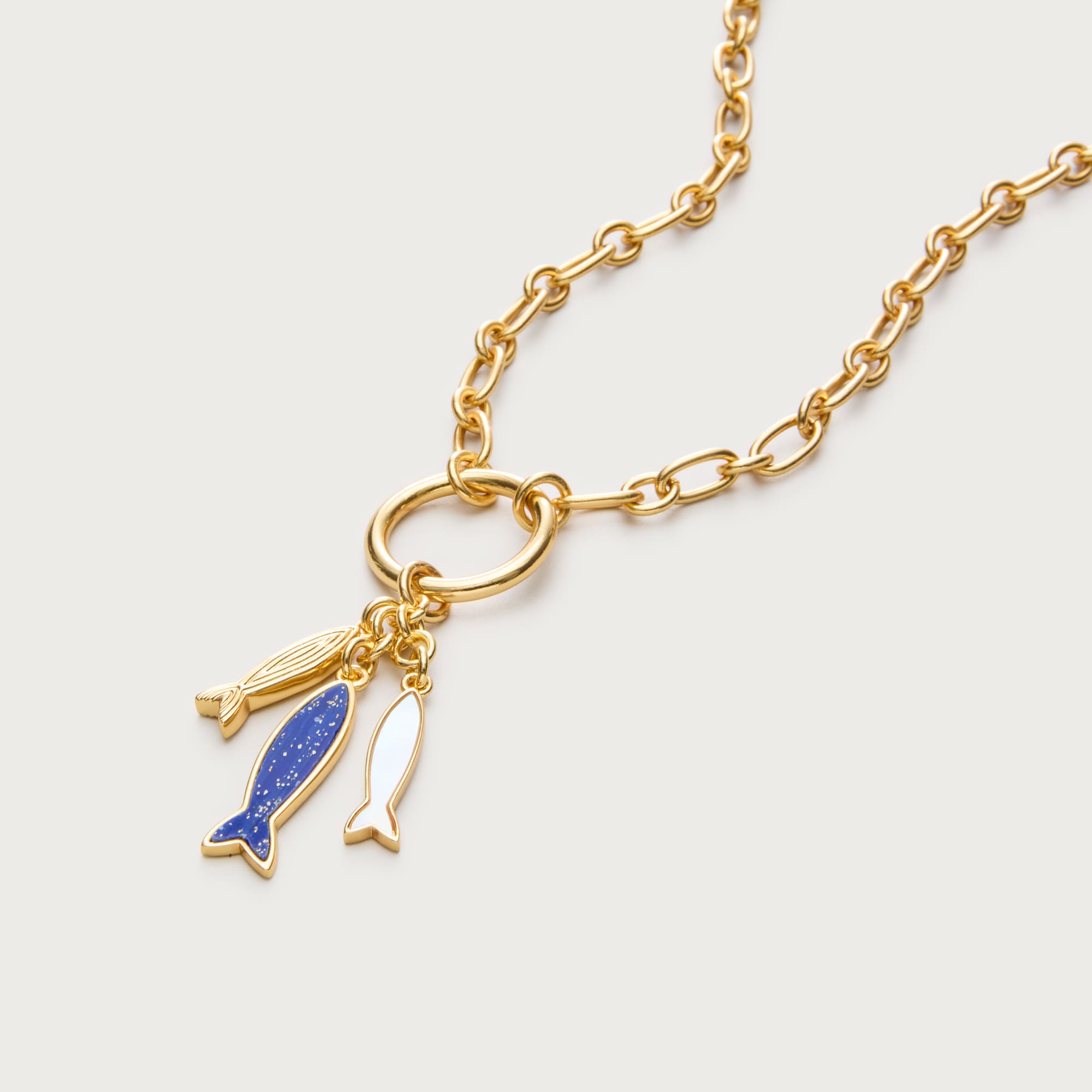 Fish trio charm necklace