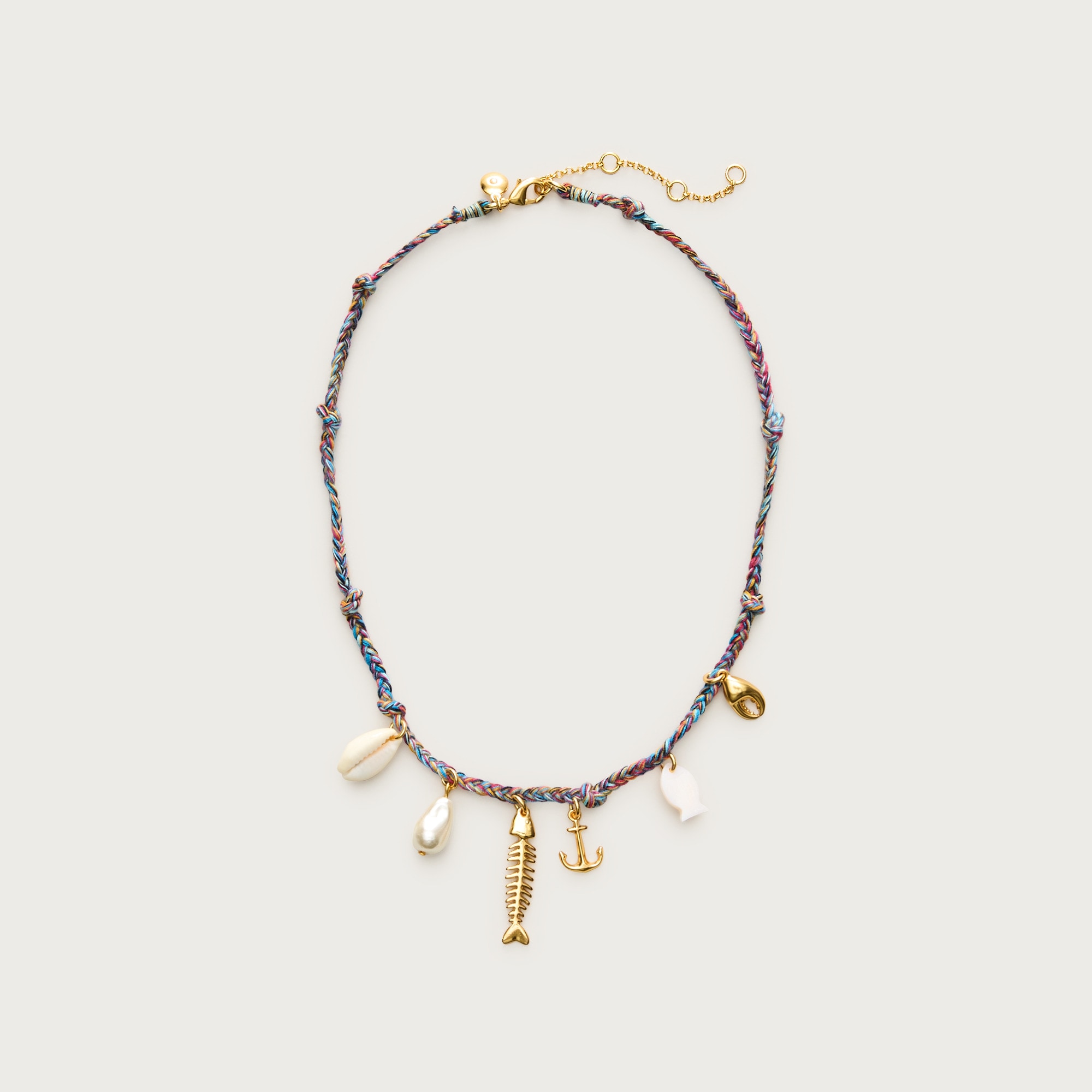 Braided fishbone charm necklace