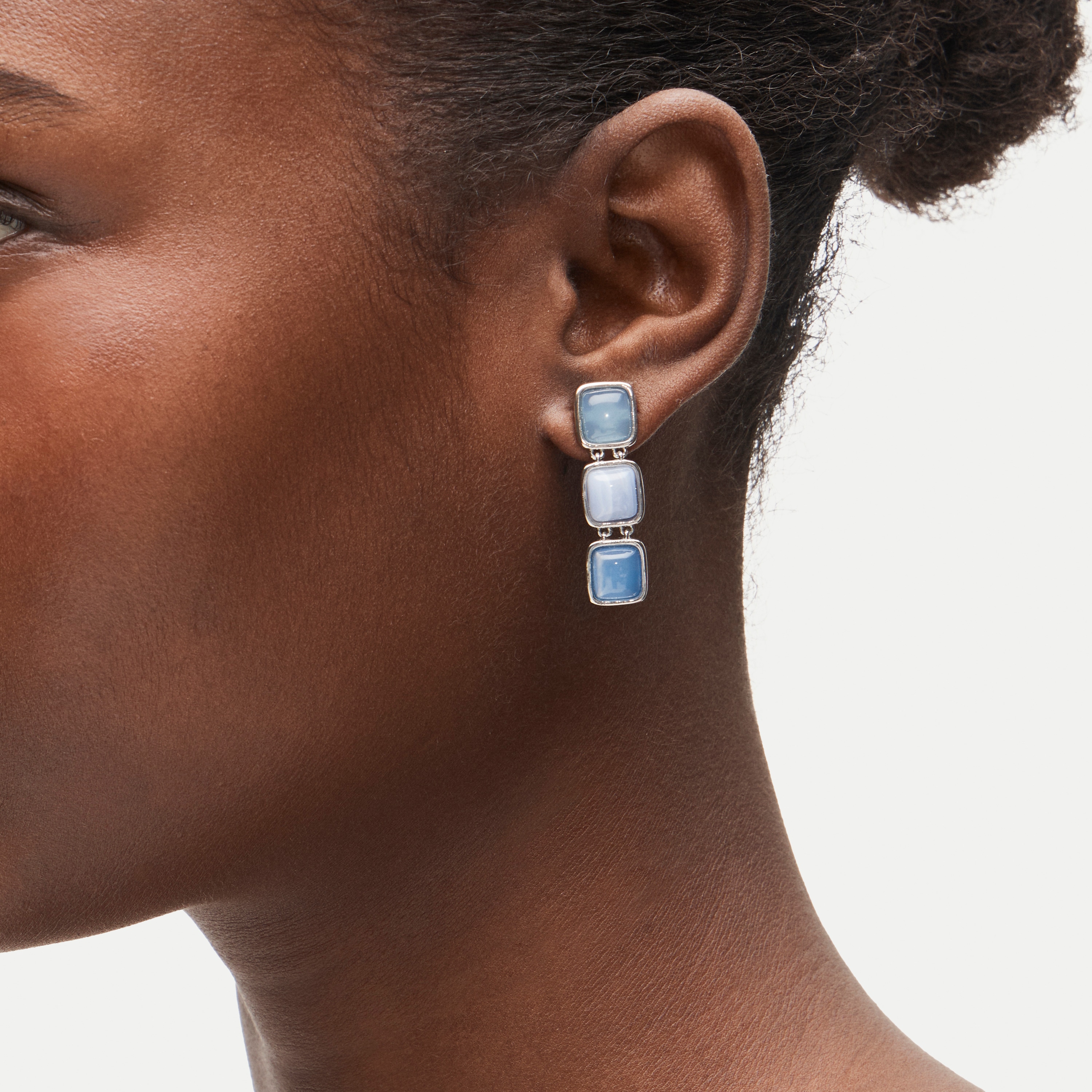 Linear stone earrings