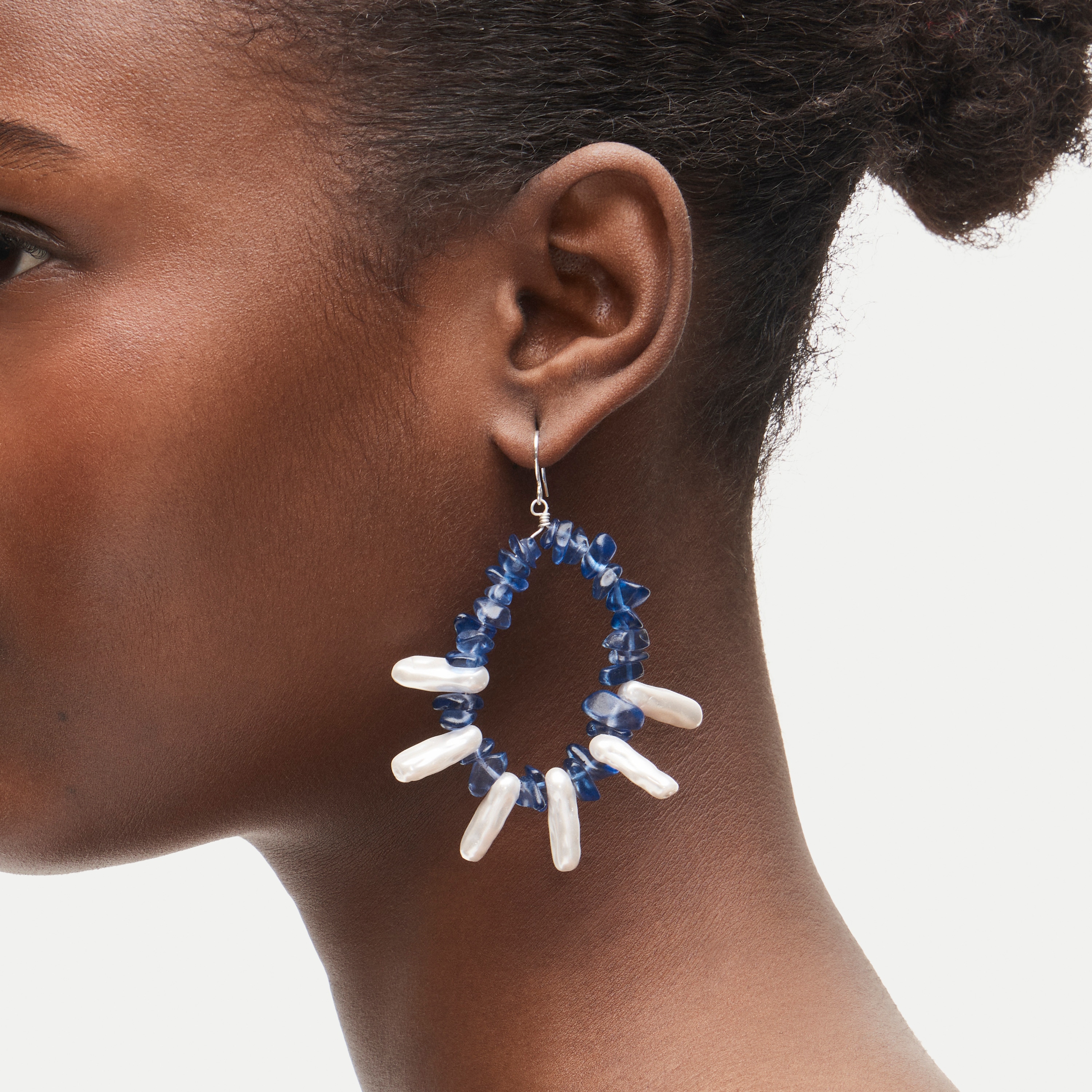 Bead and shell hoop earrings