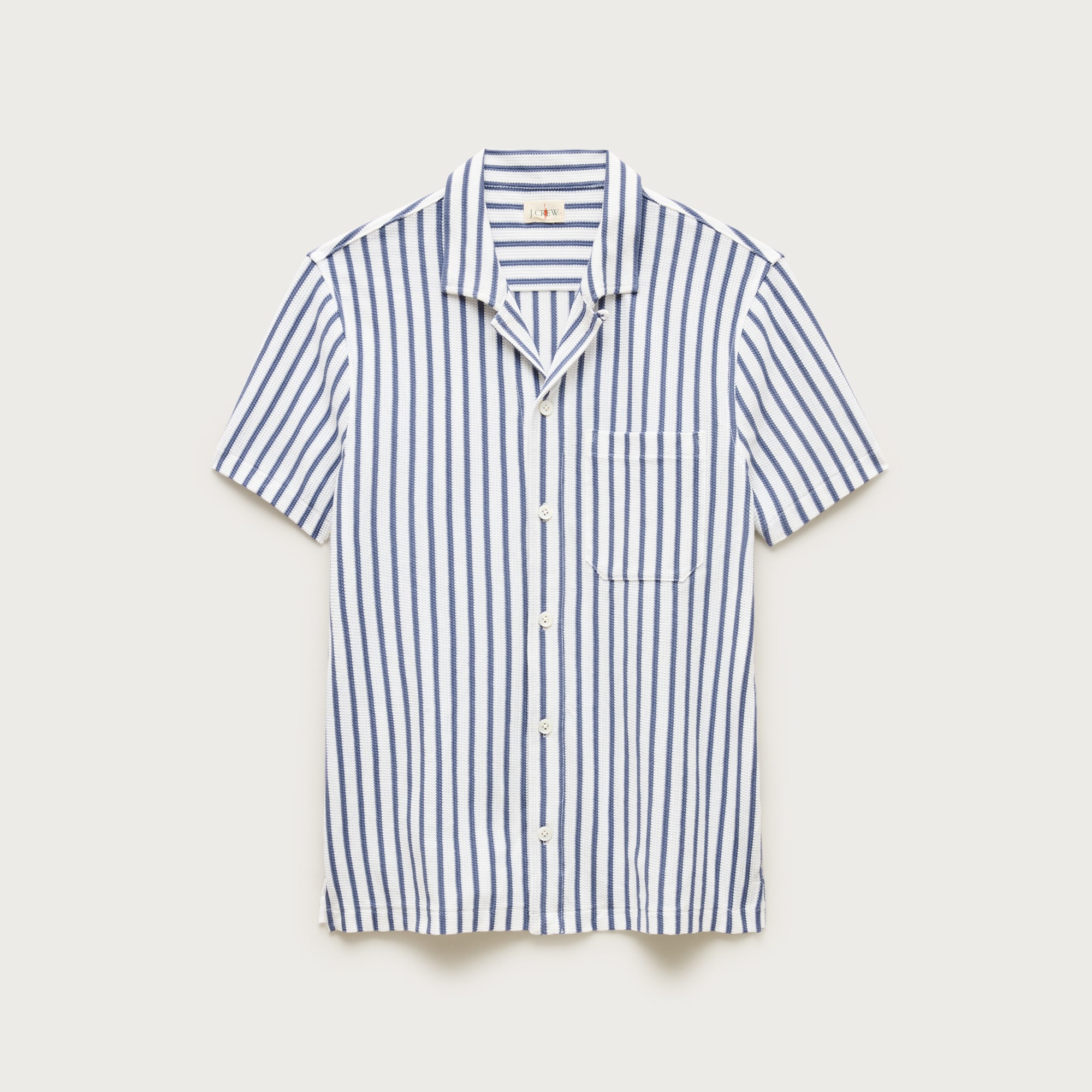 Waffle-knit Camp-collar Shirt In Stripe For Men | J.Crew