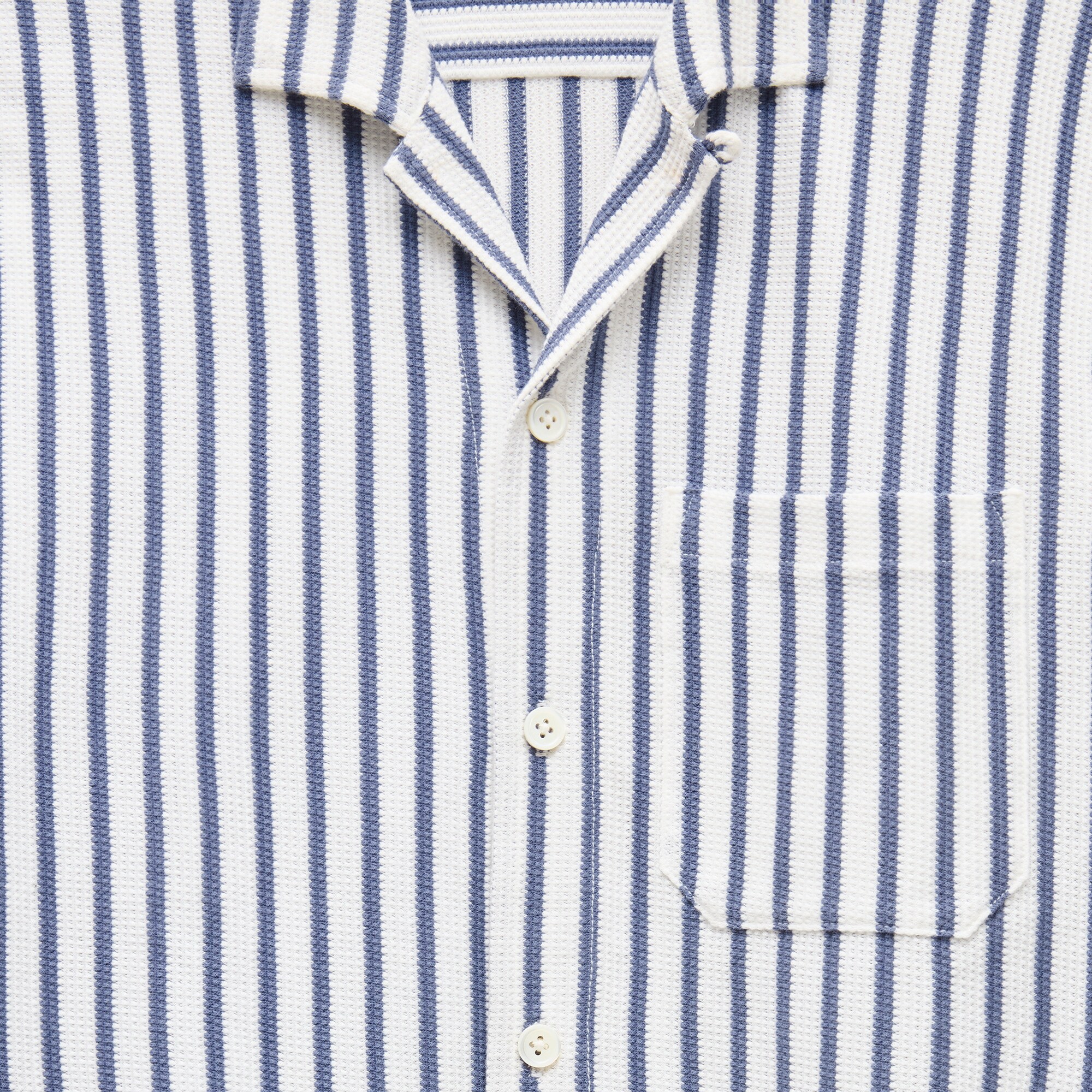Waffle-knit camp-collar shirt in stripe