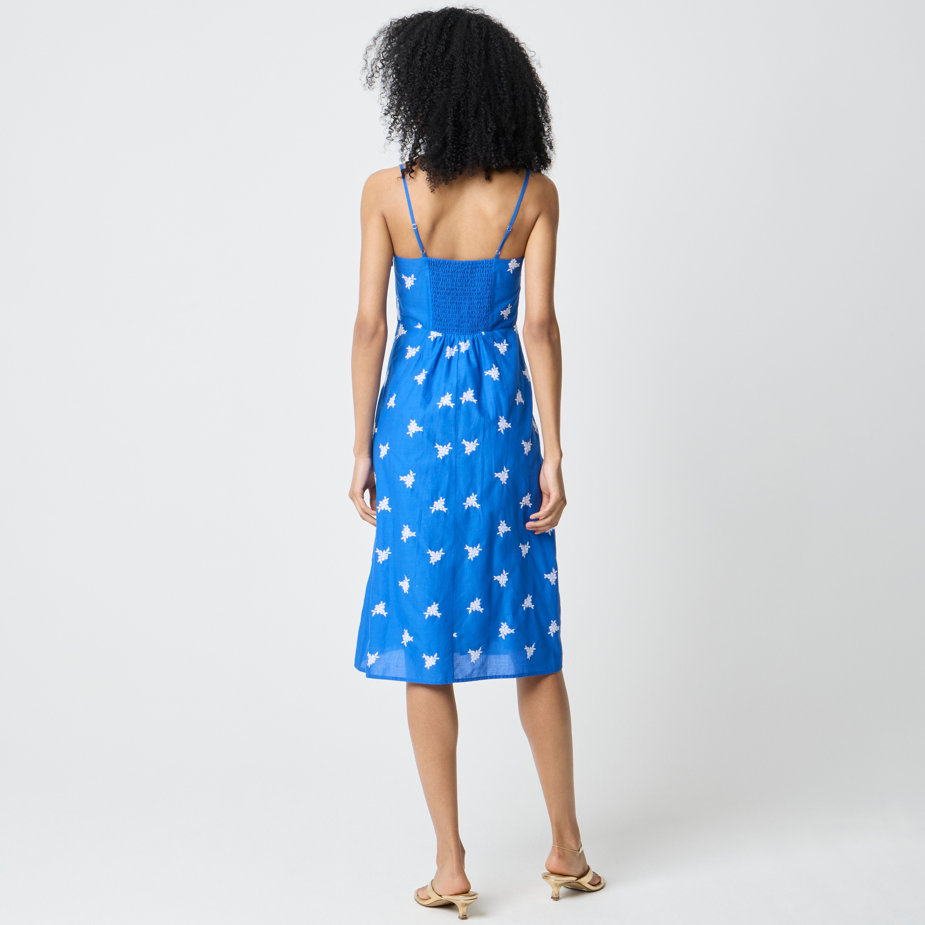 Embroidered midi slip dress