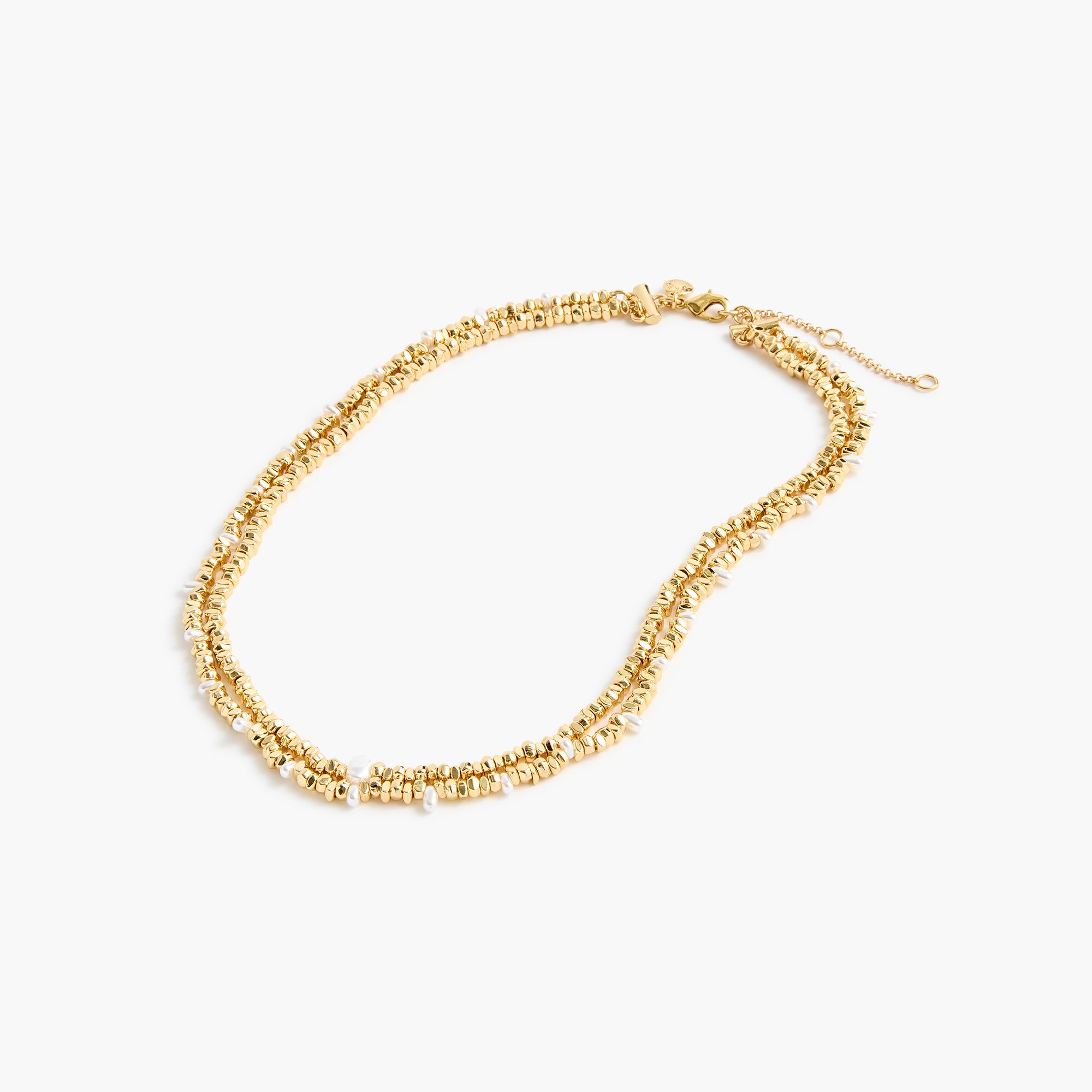 layered gold bead and pearl necklace for women