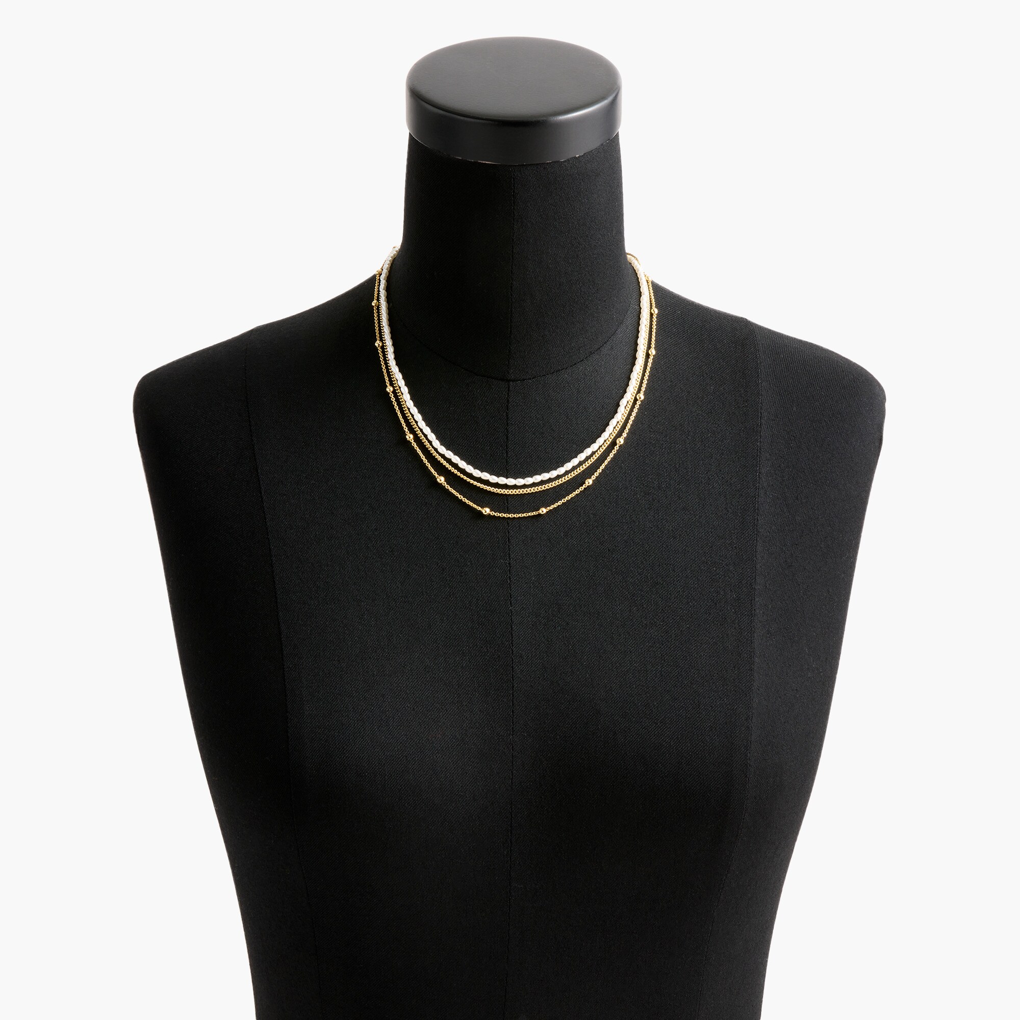 Layered pearl chain necklace