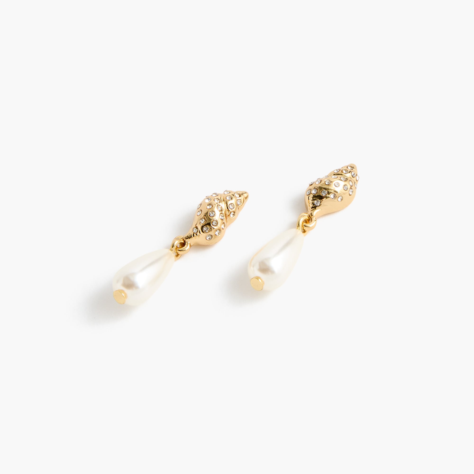 Seashell pearl drop earrings
