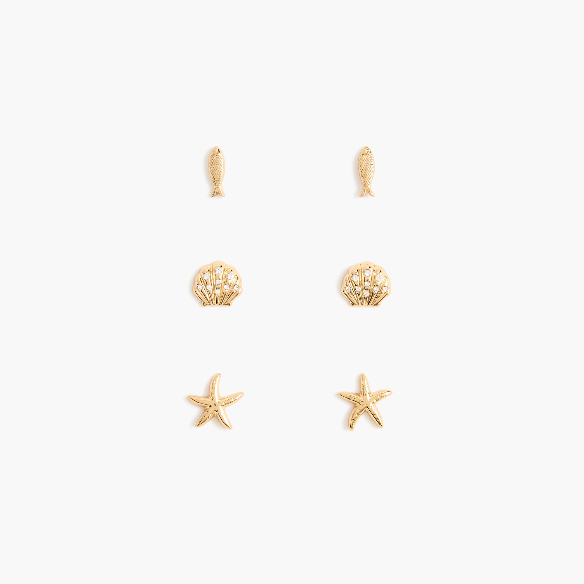 Seashell stud earrings set-of-three