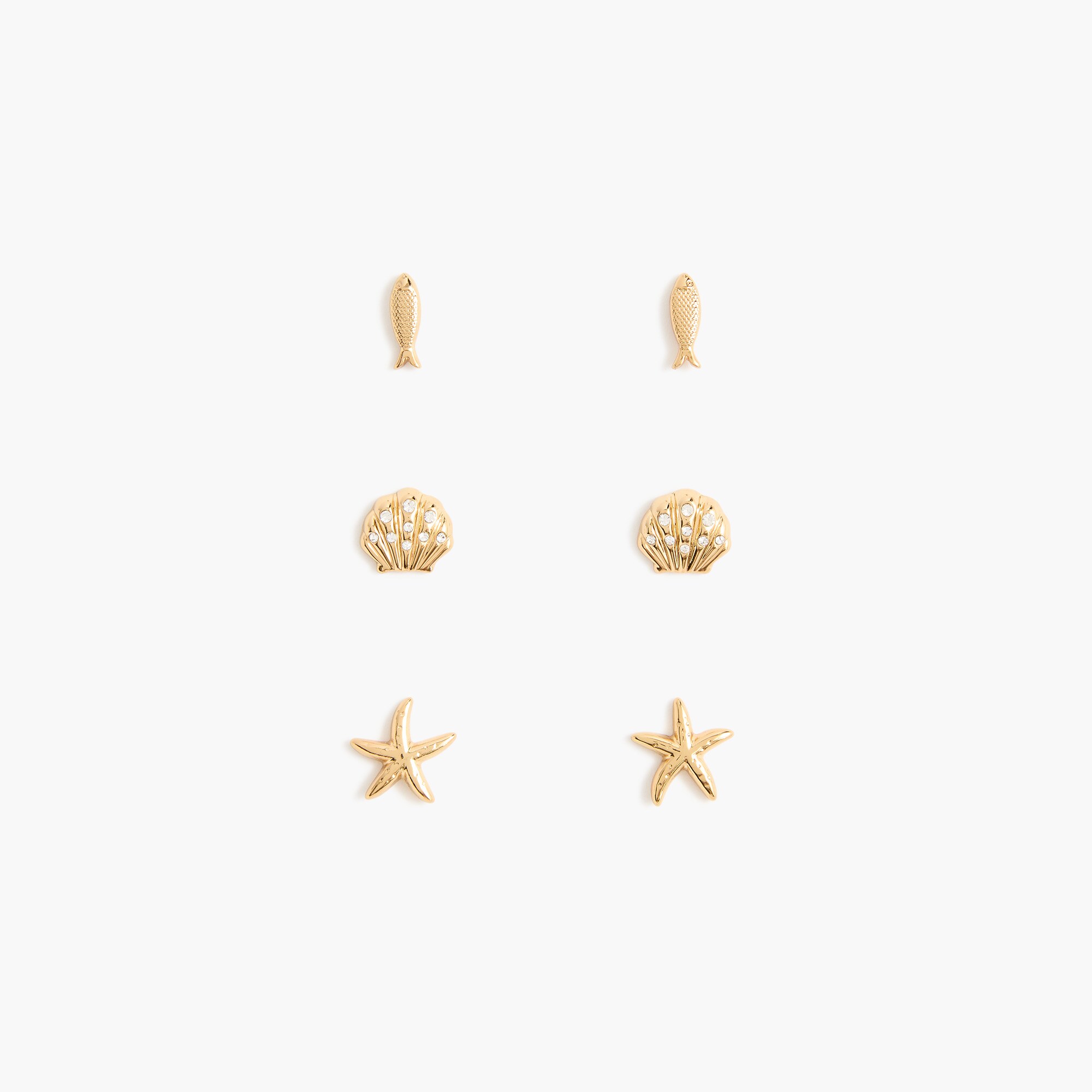 seashell stud earrings set-of-three for women