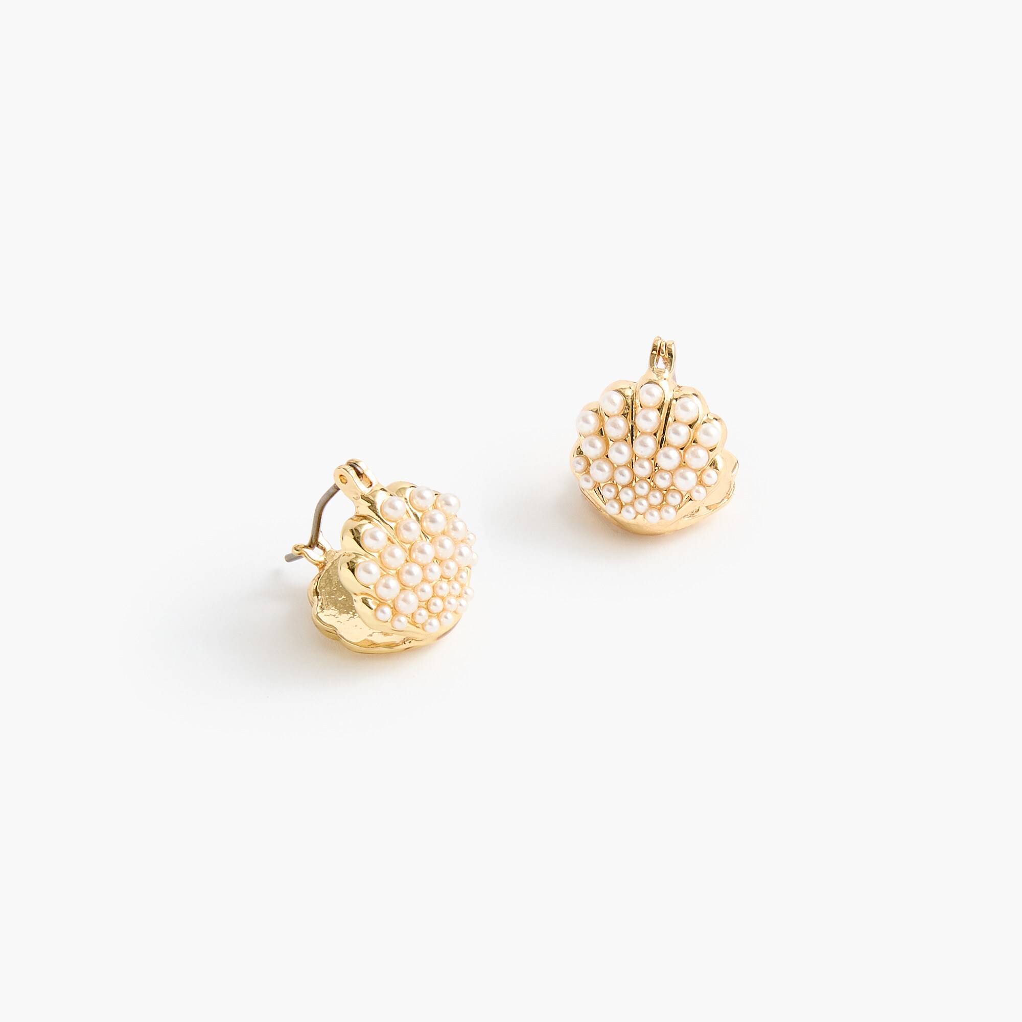 pearl shell huggie earrings for women