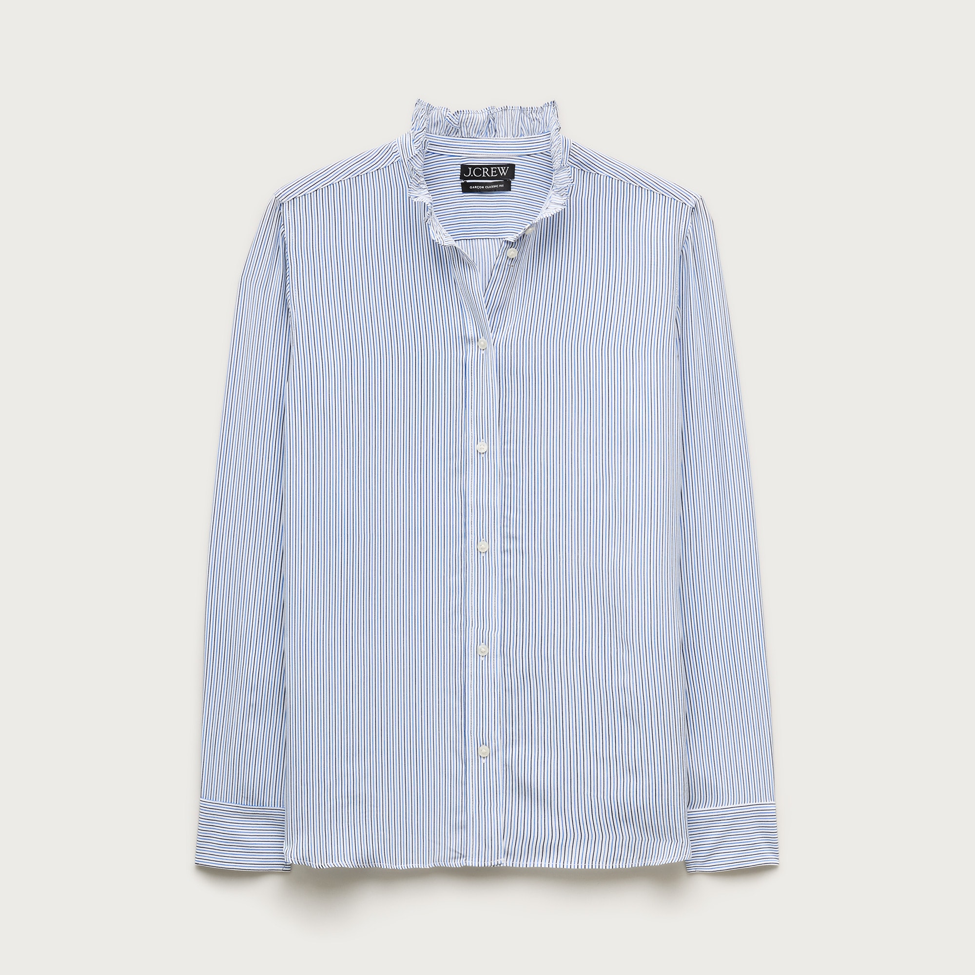Jules ruffle-collar shirt in striped crepe de chine from J.Crew - $94.50
