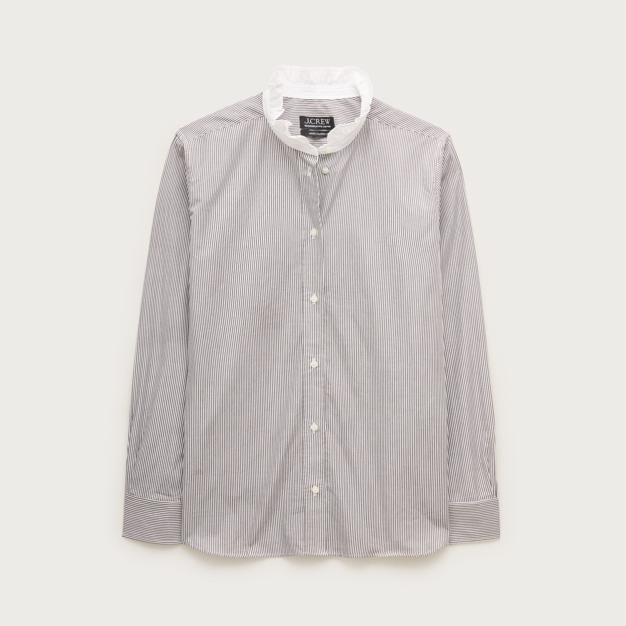 Jules ruffle-collar shirt in striped cotton poplin