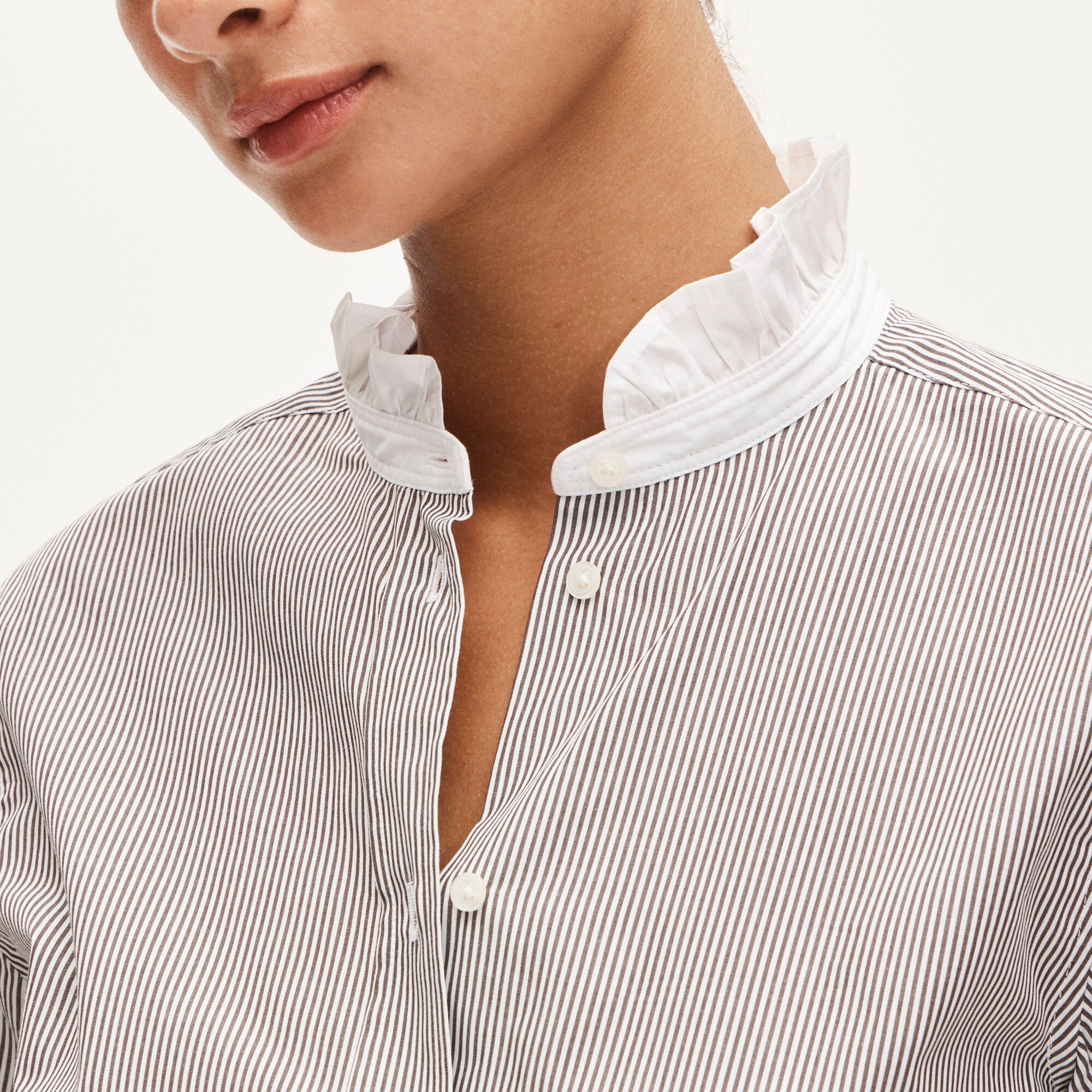 Jules ruffle-collar shirt in striped cotton poplin